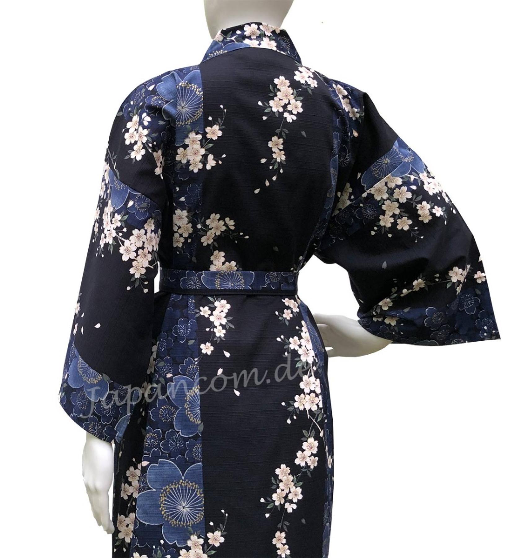 Kimono Sakura (Kirschblüte) blau, kurz