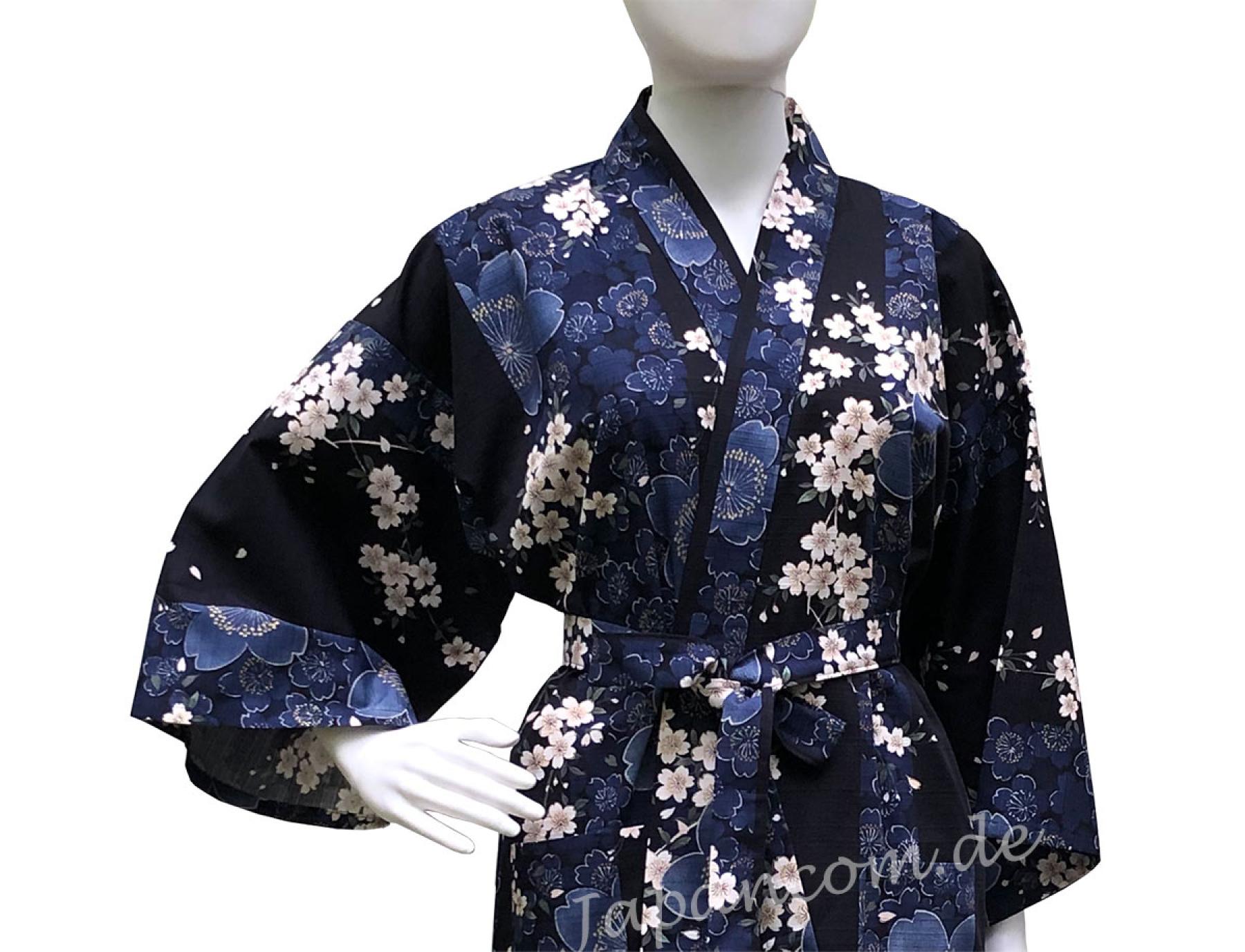 Kimono Sakura (Kirschblüte) blau, kurz