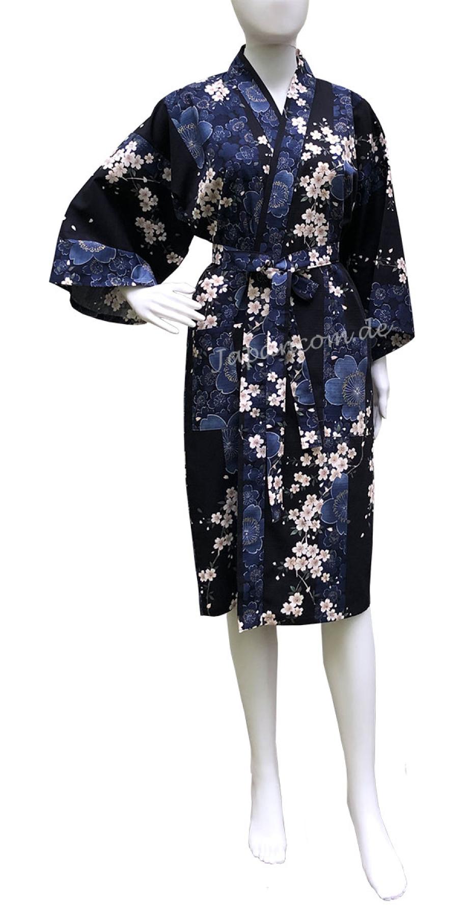 Kimono Sakura (Kirschblüte) blau, kurz