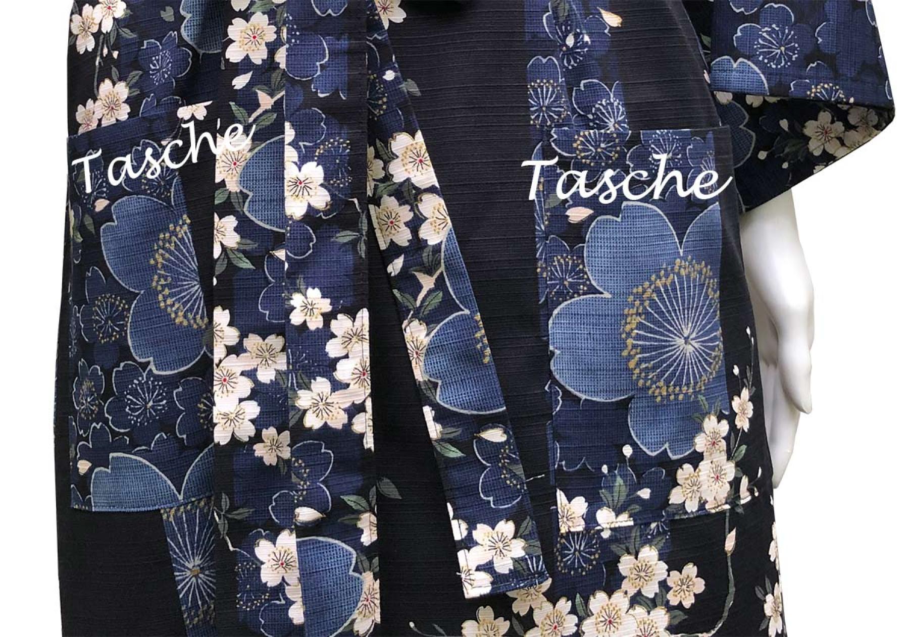 Kimono Sakura (Kirschblüte) blau, kurz
