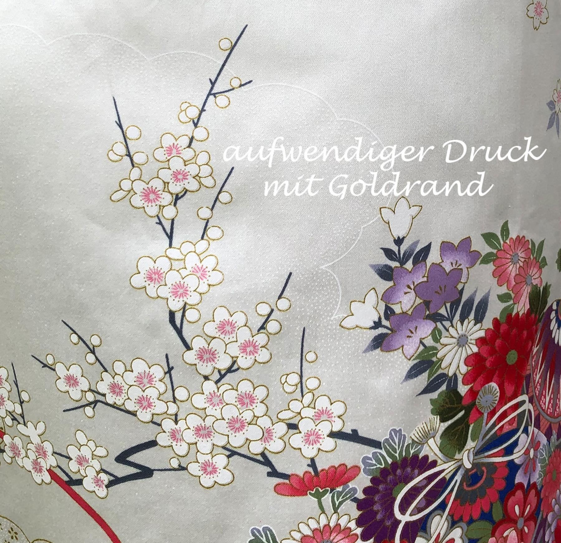 Kimono Damen Suzu Kirschblüten weiss kurz