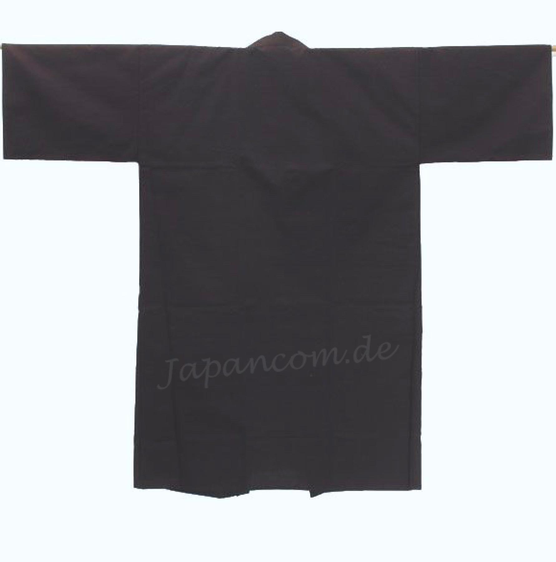 Kimono Bademantel Tsumugi Shinpuru schwarz knielang