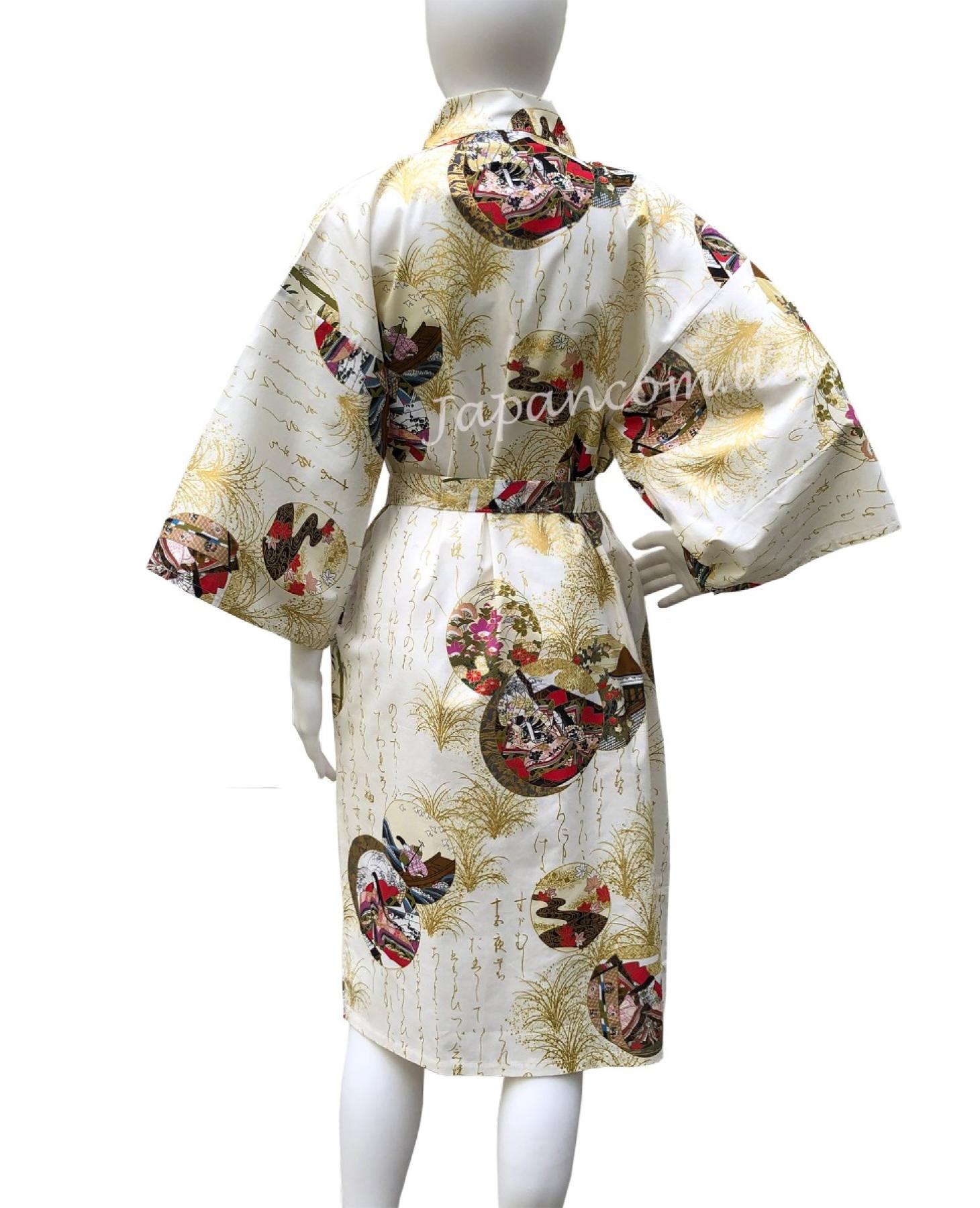 Bademantel Kimono Prinzessin weiss knielang