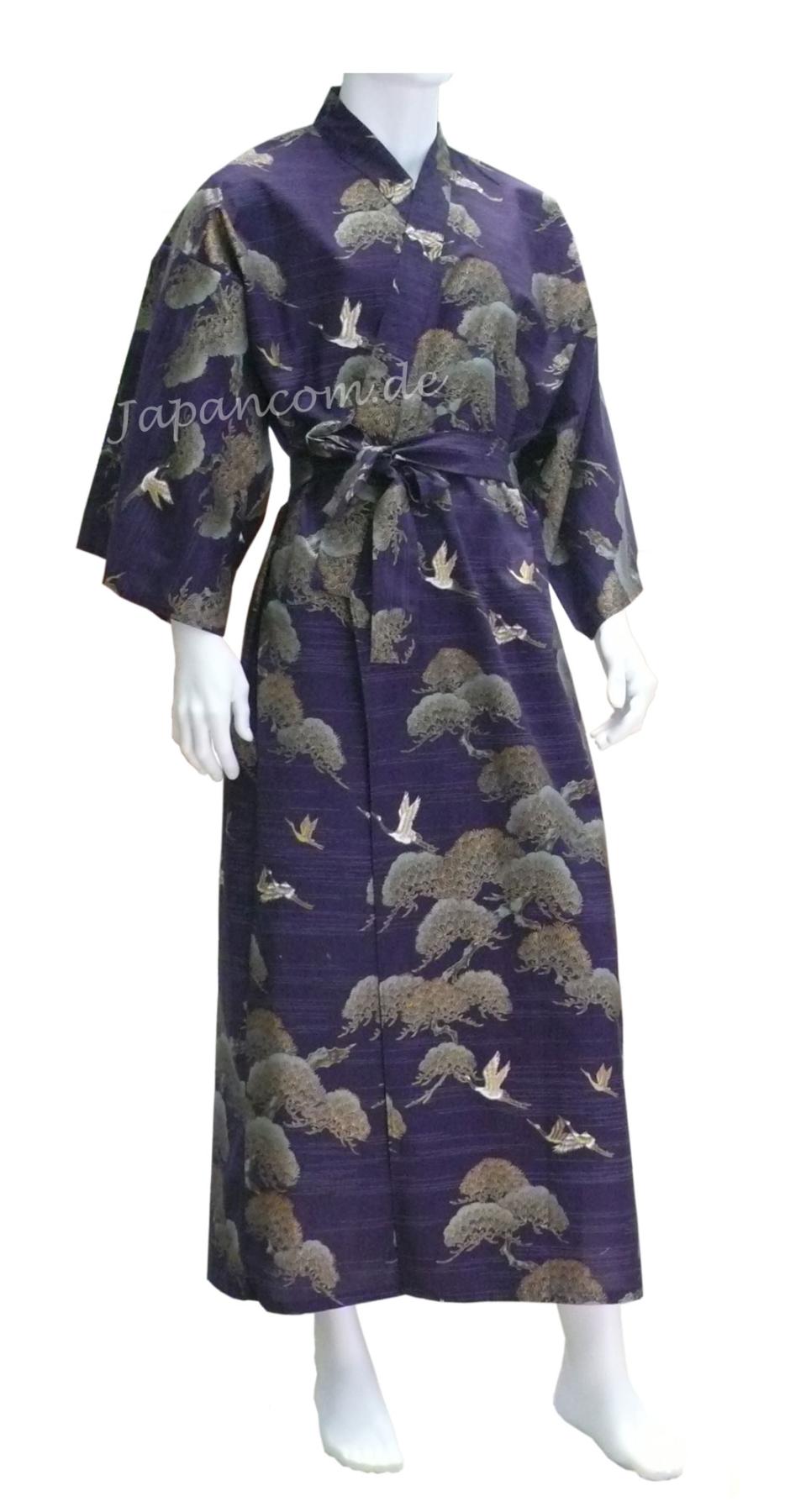 Herren Kimono Kraniche & Kiefern blau Gr. M