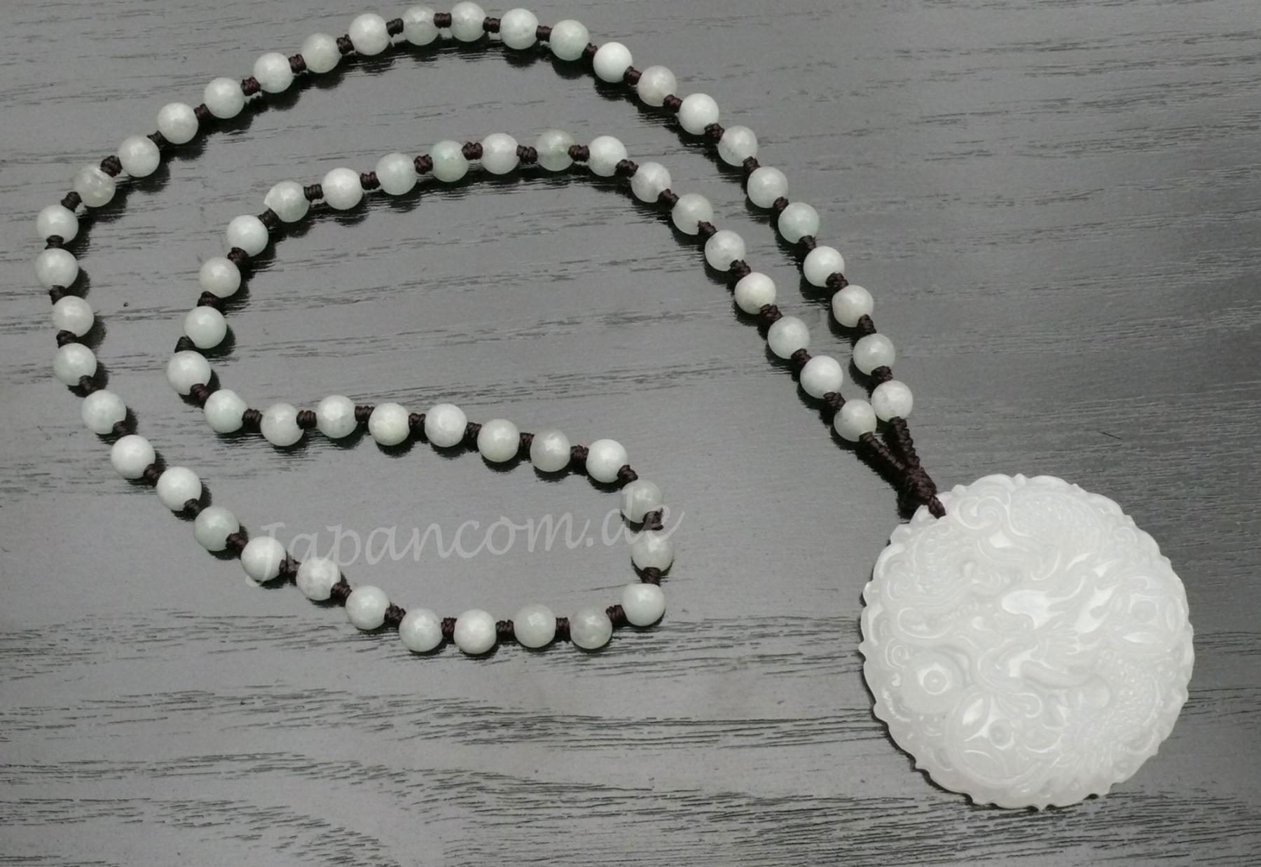Jade Kette mit Anhänger Drachen