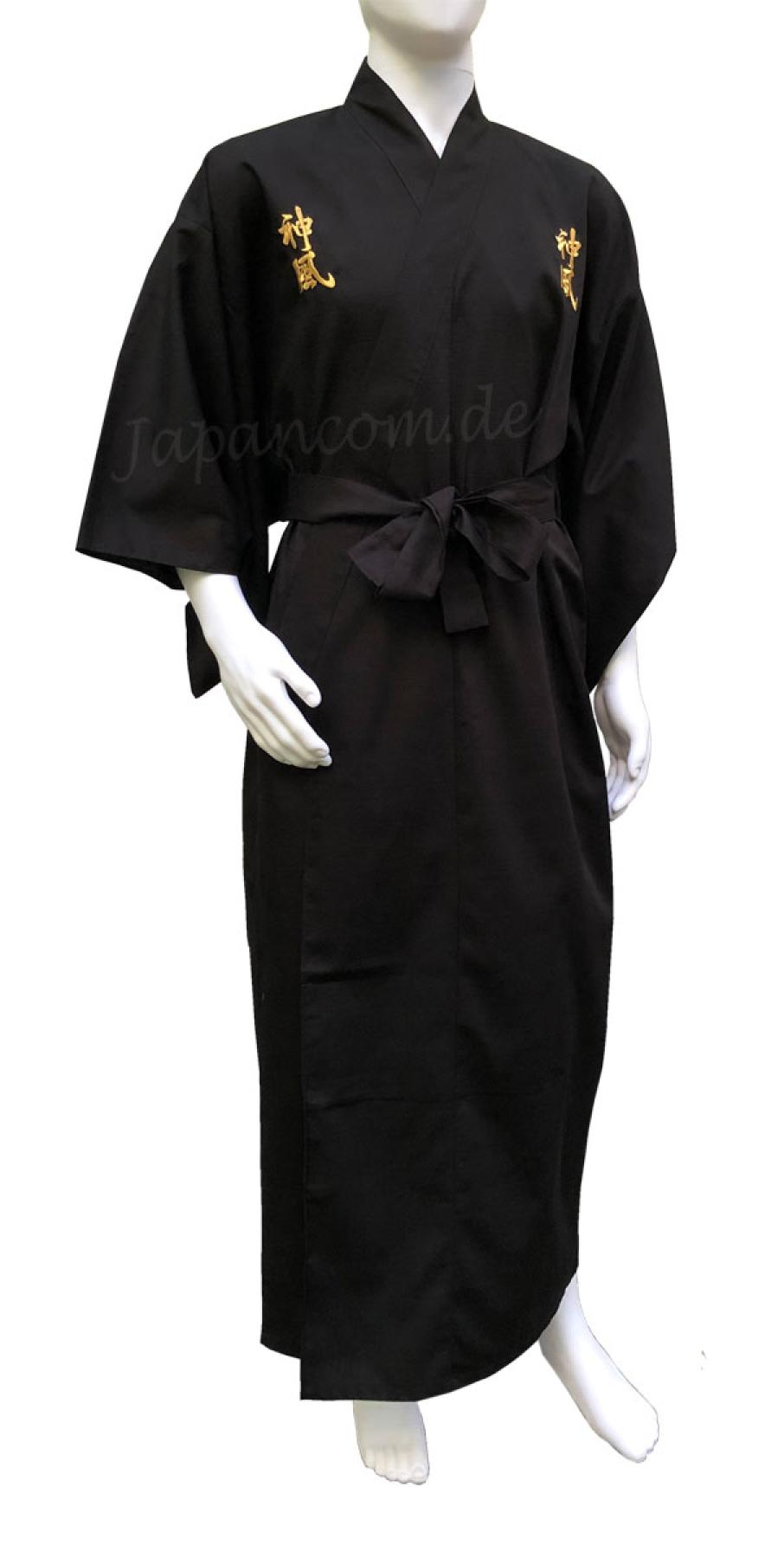 Kimono aus Shantung-Baumwolle mit aufwendiger Seidenstickerei Kamikaze