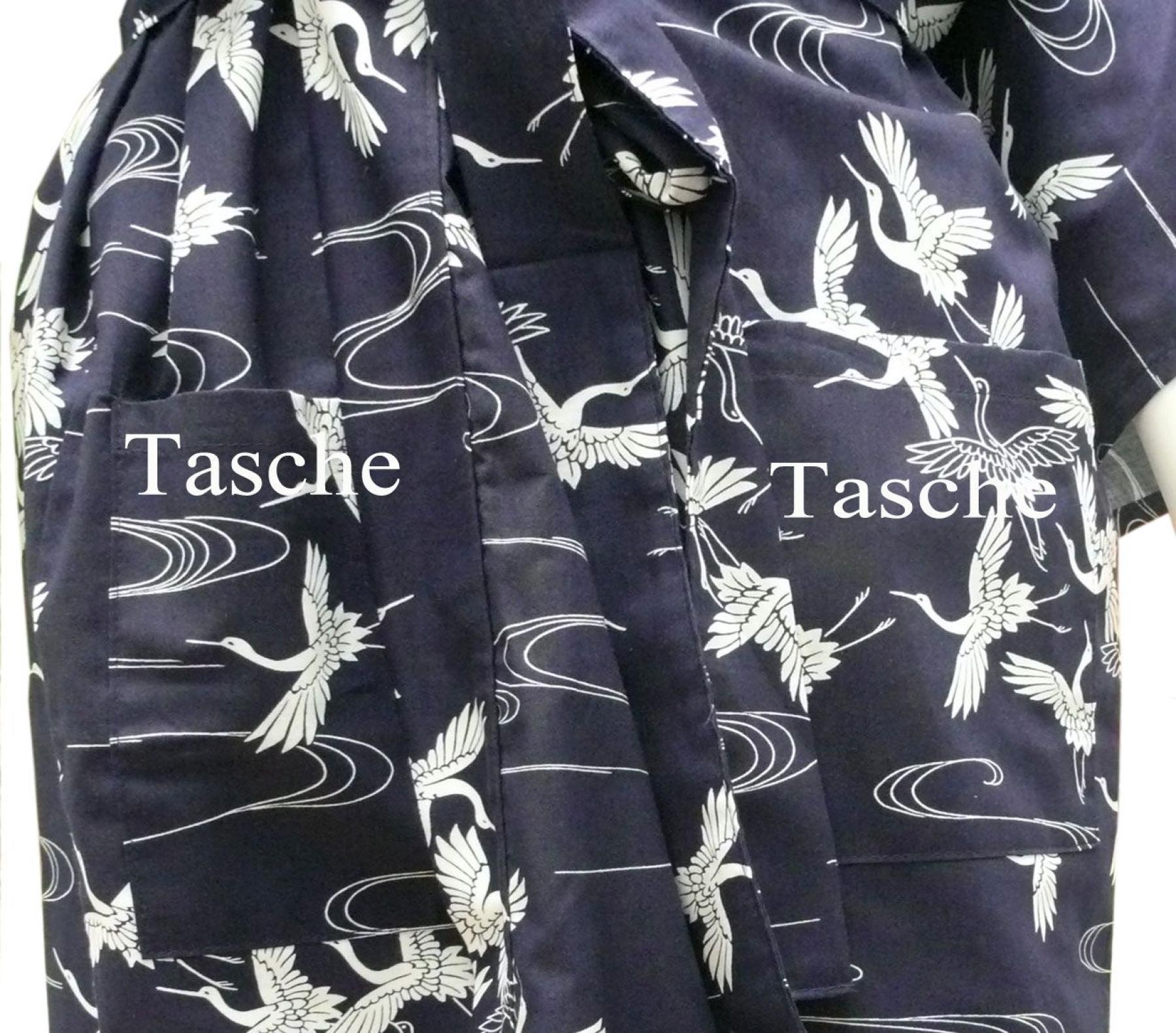 Yukata Kimono Schneekraniche blau kurz