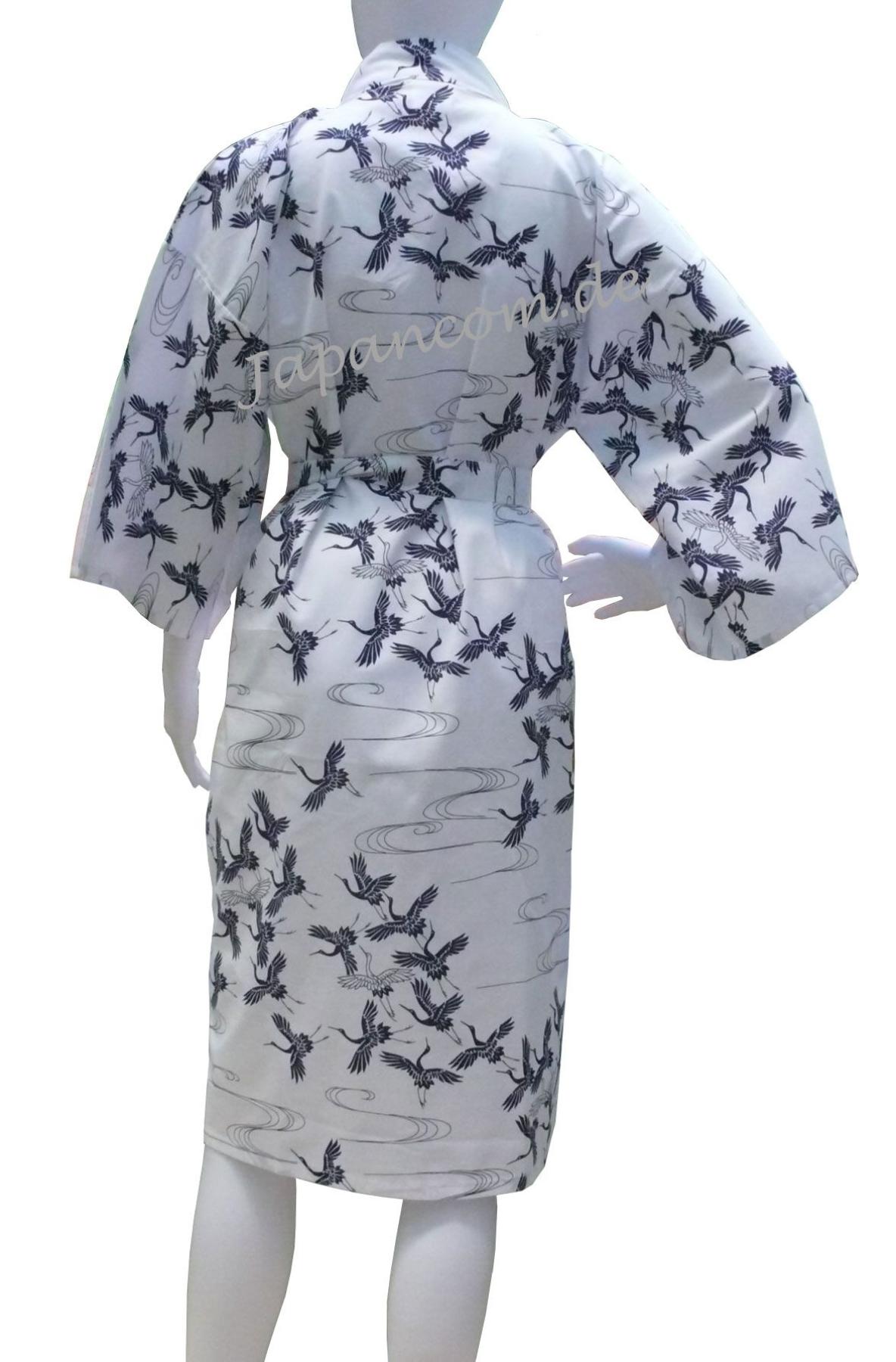 Kimono Schneekraniche weiss kurz