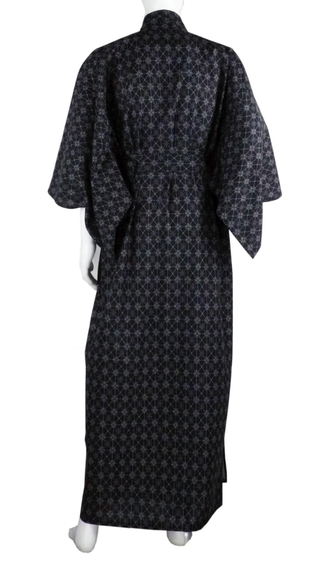 Yukata Rautenmuster schwarz, Gr. L