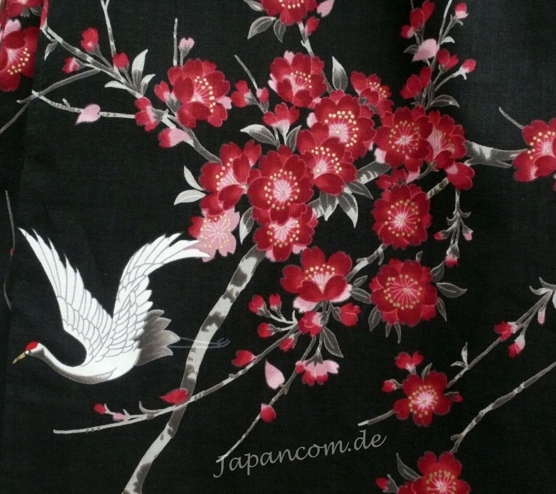 Damen Kimono Cherry Blossom schwarz extra weit