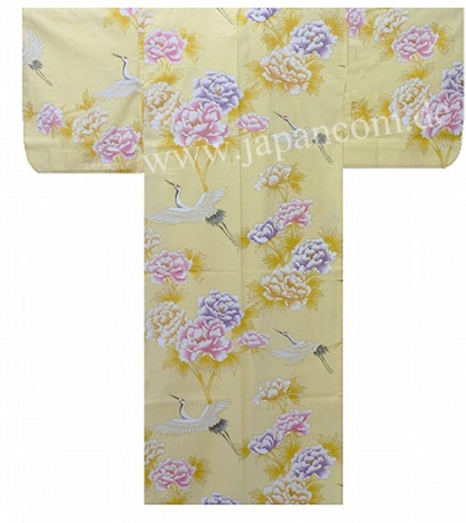 Kimono Yukata Royal Cranes gelb
