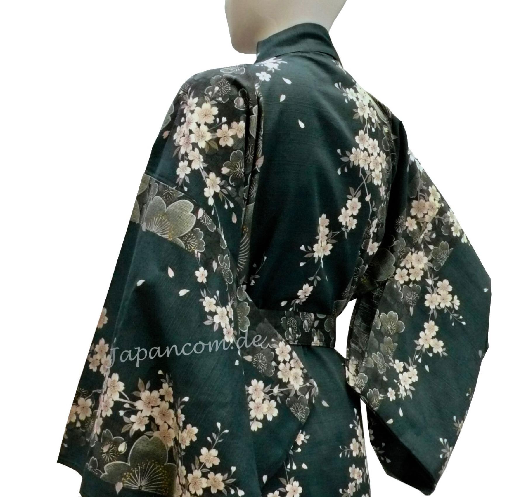 Kimono Sakura (Kirschblüte) grün, lang, Dame
