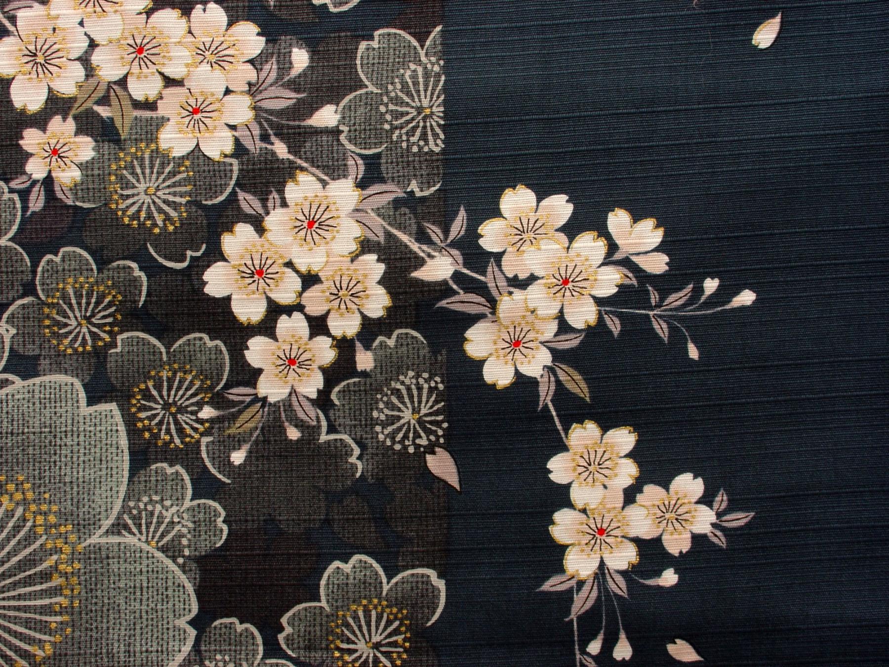 Kimono Sakura (Kirschblüte) grün, lang, Dame