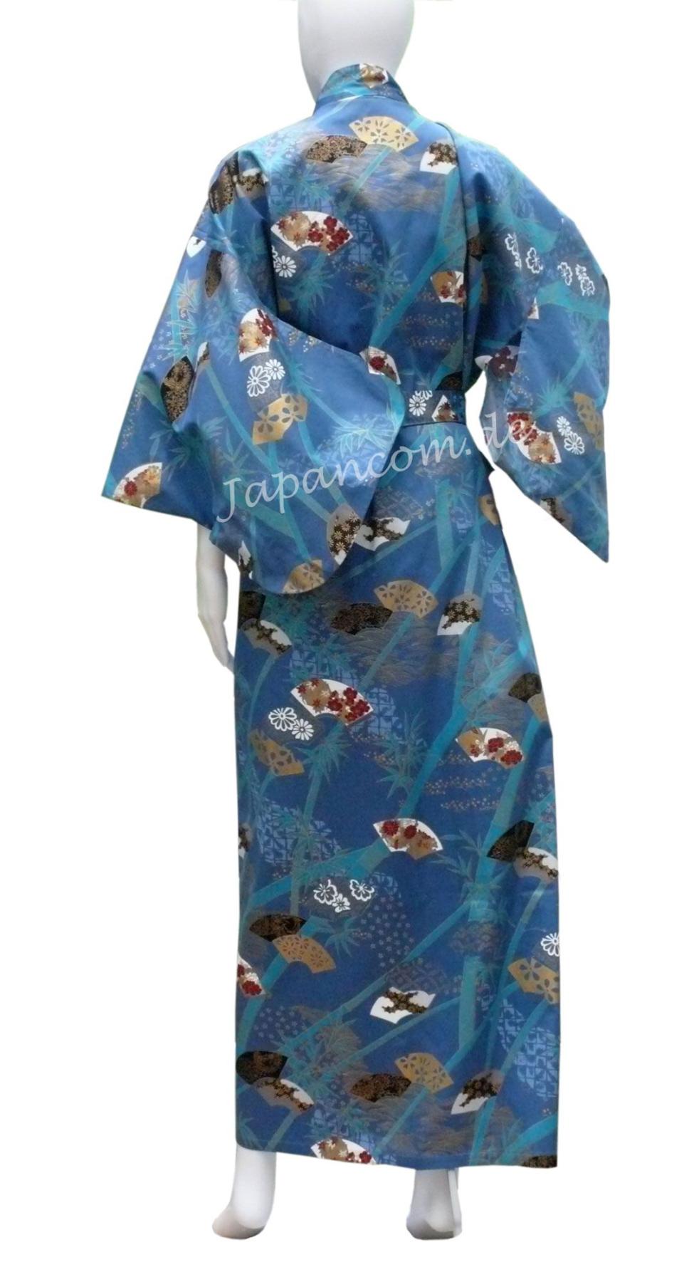 Damen Kimono Sensu Take (Fächer Bambus) türkis