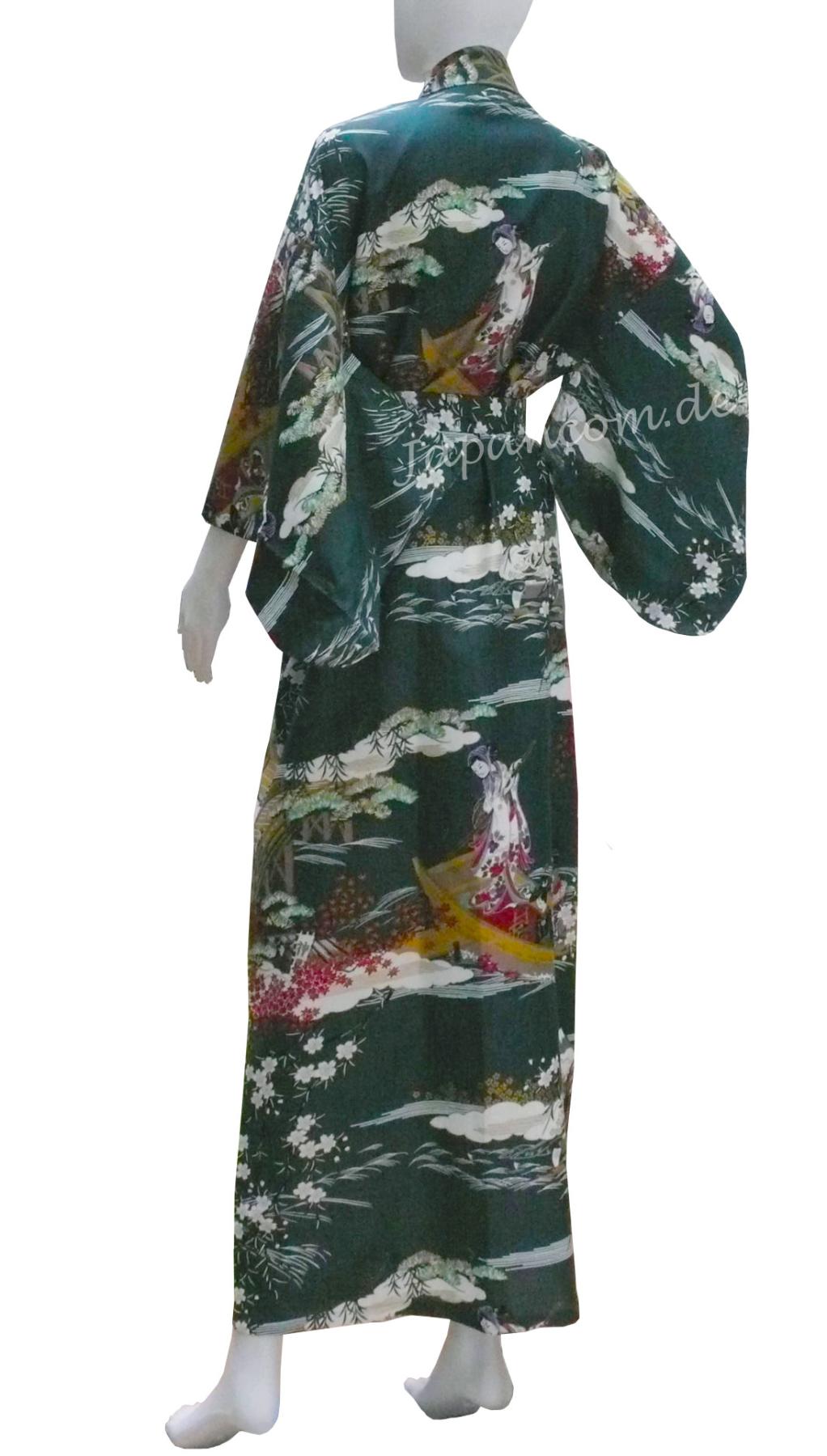 Grüner Damenkimono aus Baumwollsatin