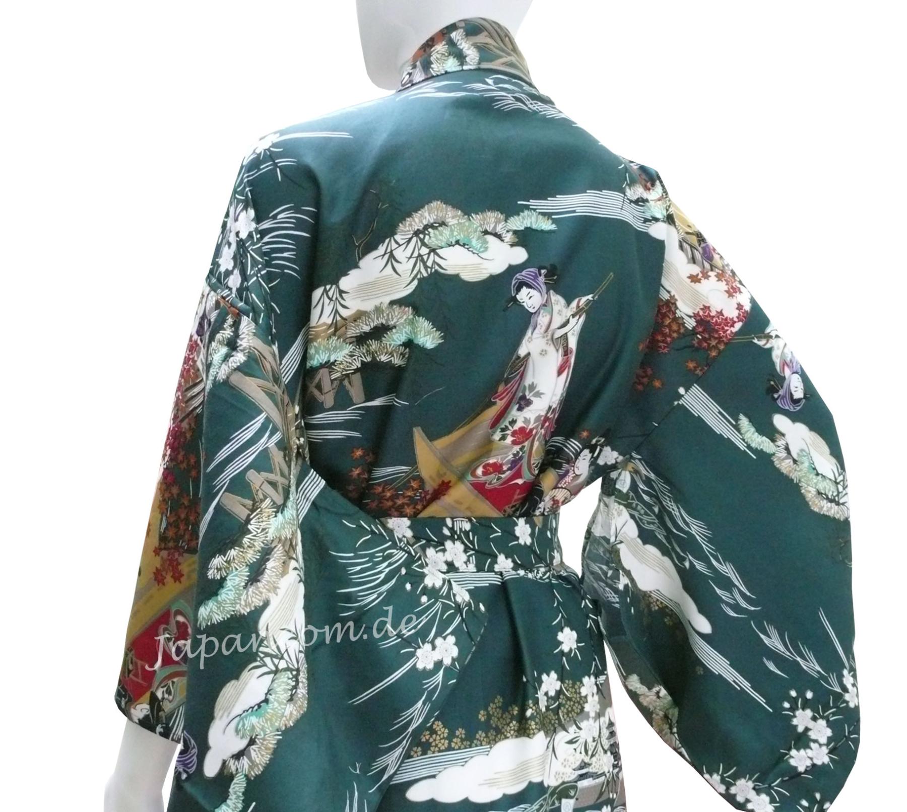 Damen Kimono Ukiyoe grün