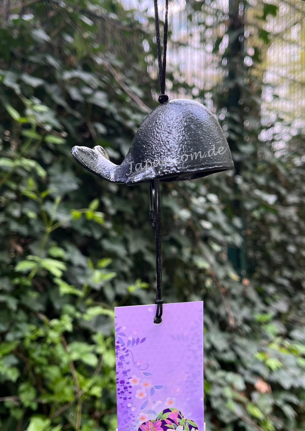 Windspiel Glocke Gusseisen Wal schwarz
