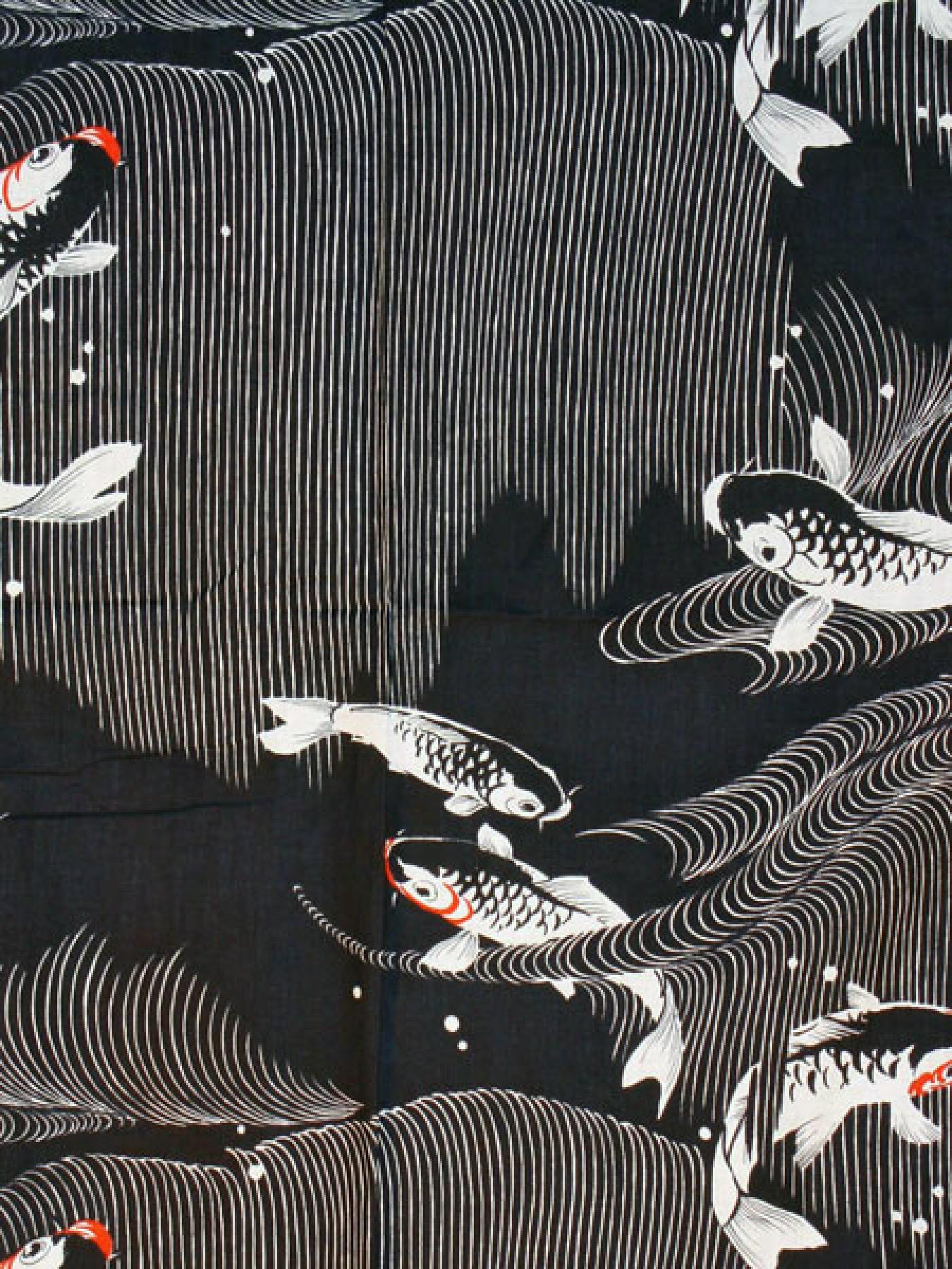 Herren Yukata Koi schwarz lang