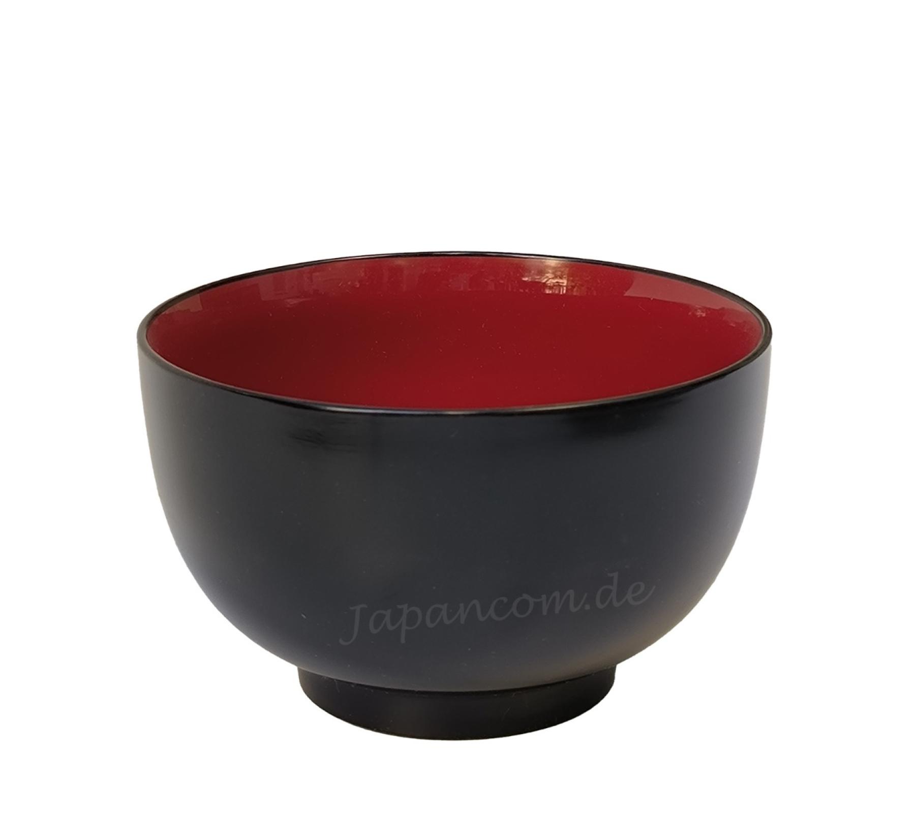 Lackschale Daruma schwarz-rot