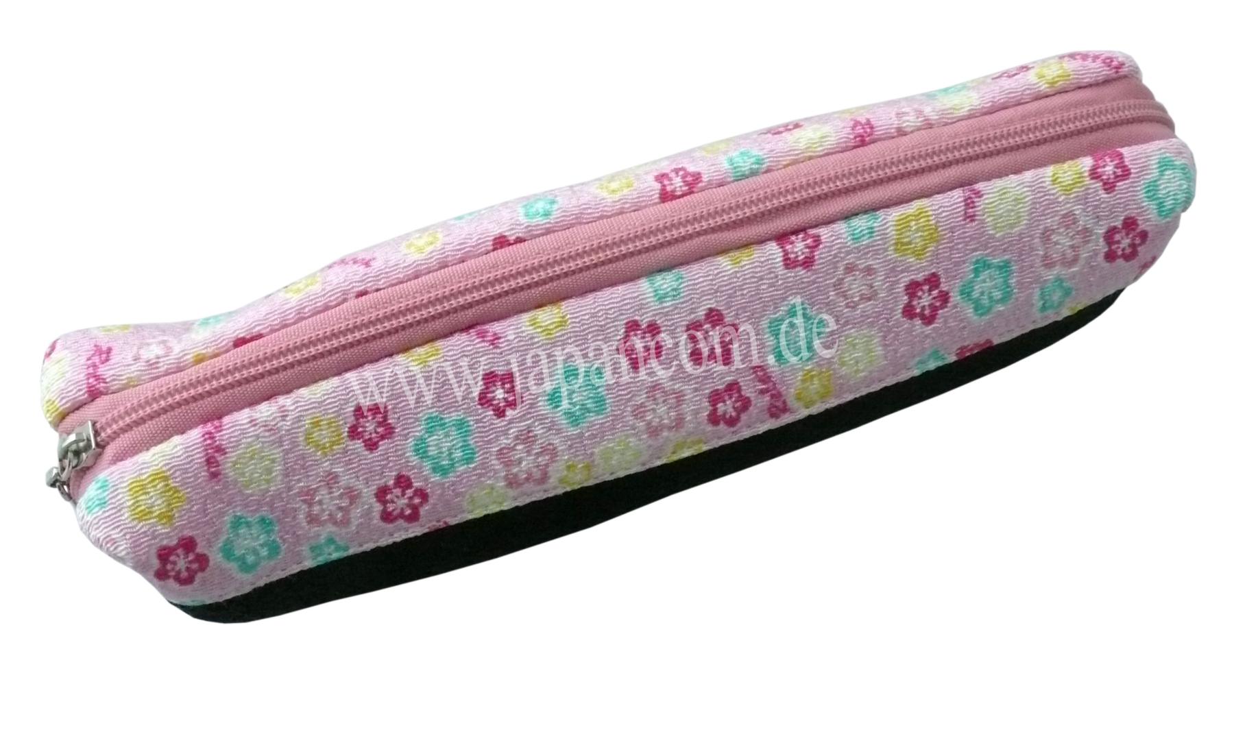Federtasche Chirimen schwarz-pink