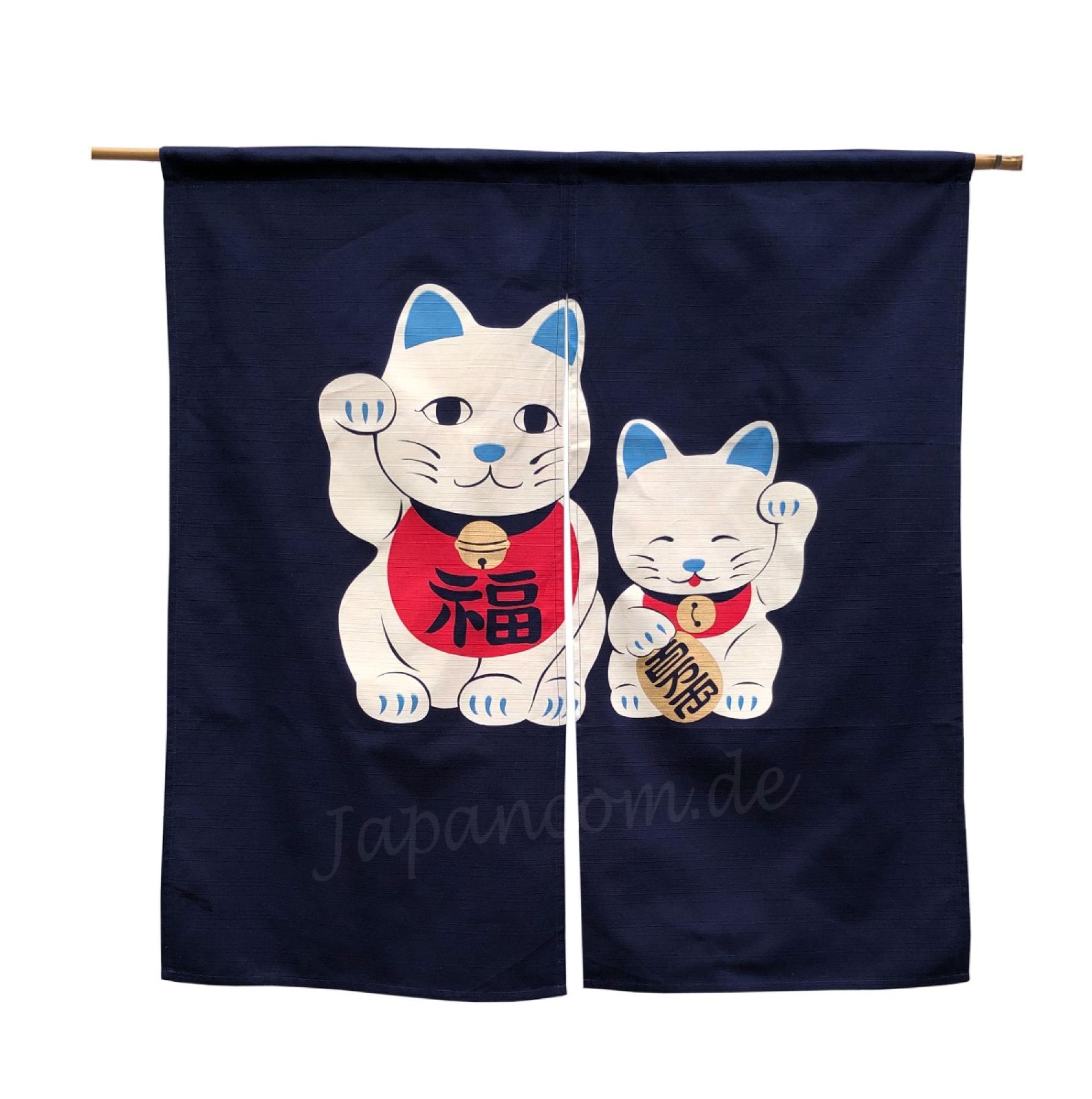 Noren Maneki Glückskatze blau kurz
