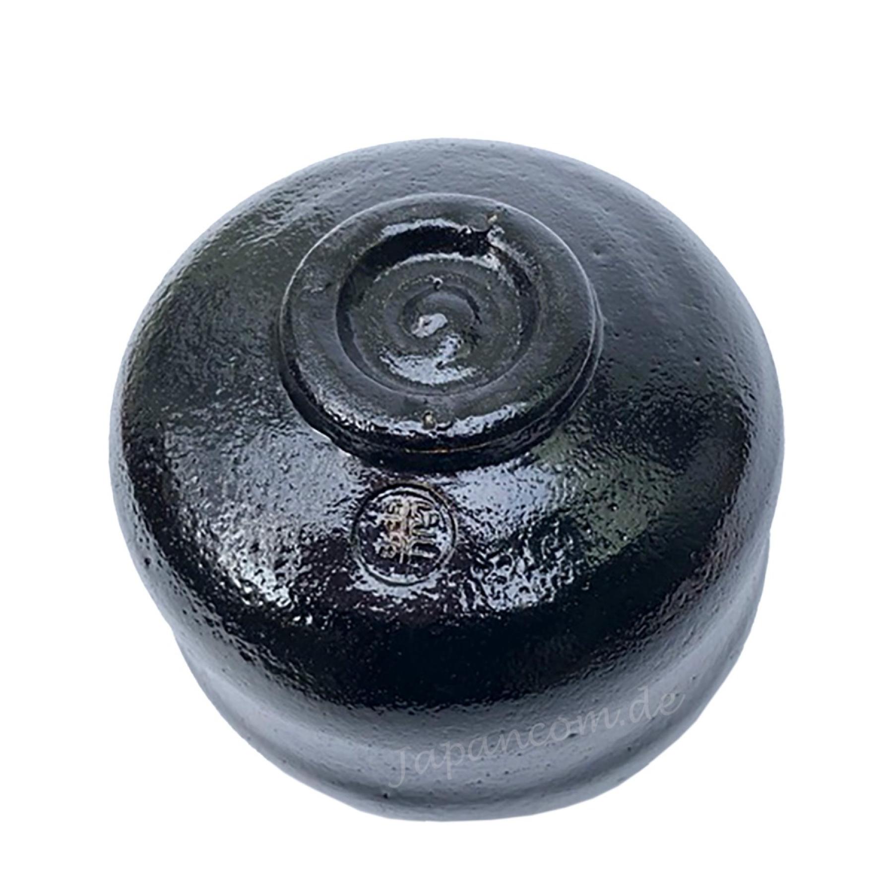 Matchaschale Kuro Raku schwarz im Holzkasten ø11,5 H8,7cm