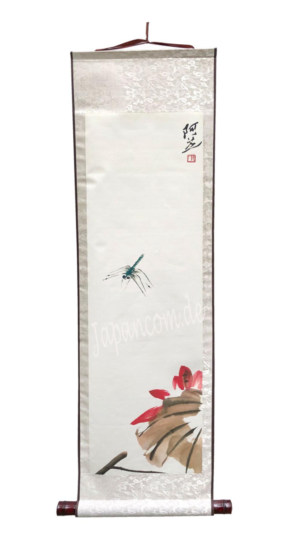 Rollbild Libelle Lotus 30 x  100 cm
