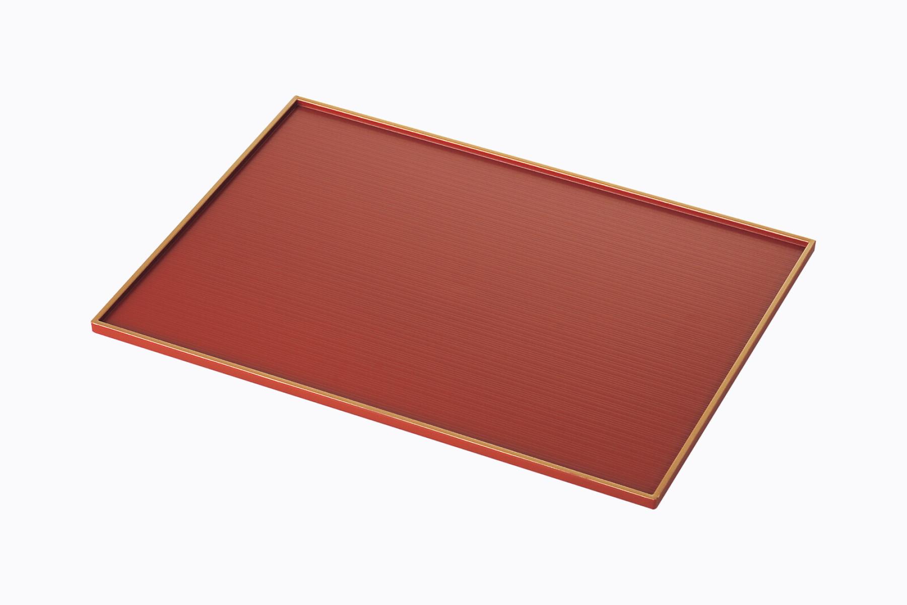 Rotes Lacktablett mit Goldrand 39 x 28,5 cm