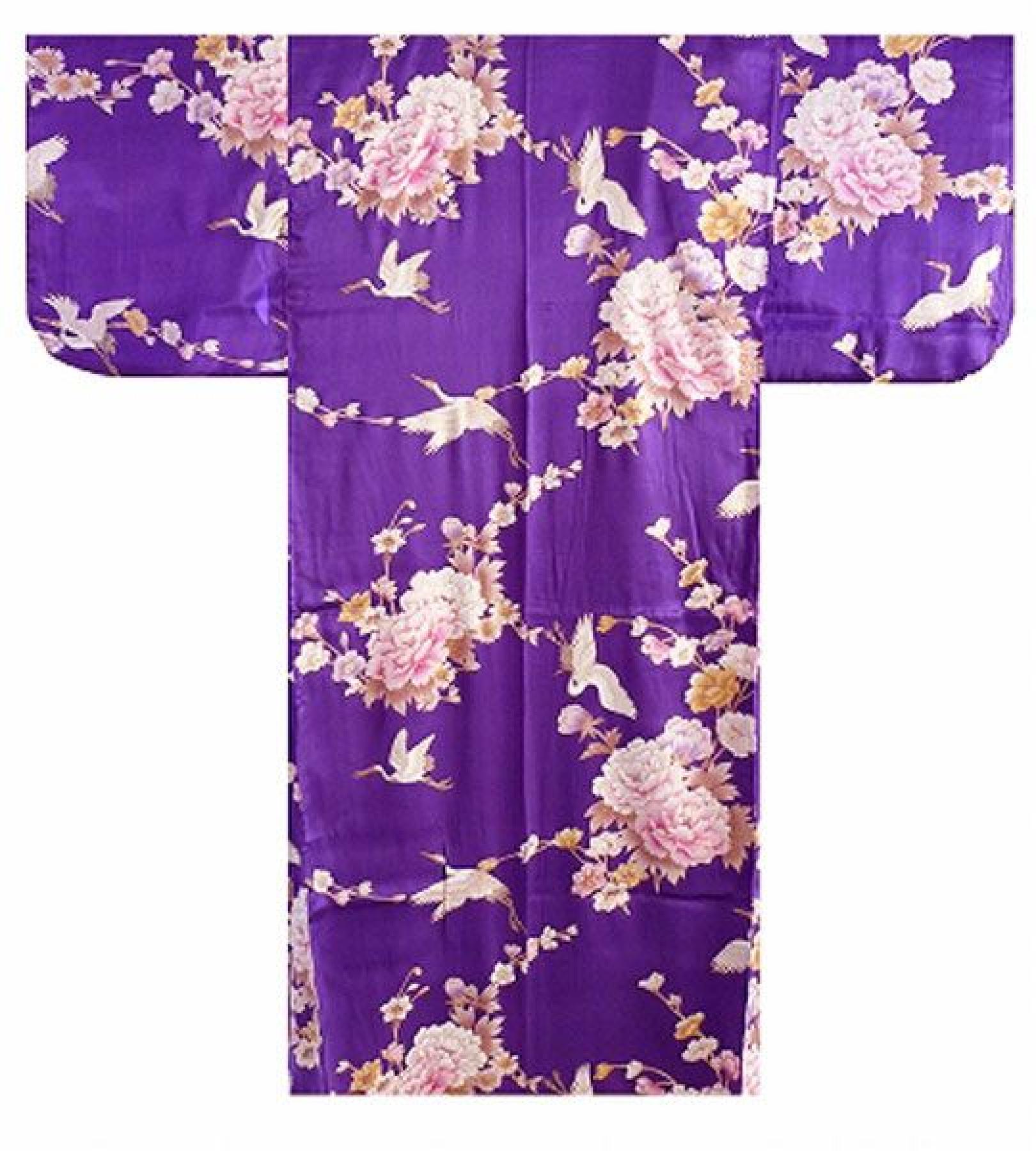 Seidenkimono Royal Craness violett lang