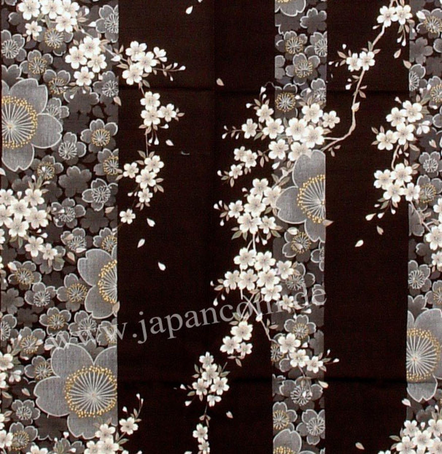 Kimono Sakura (Kirschblüte) schwarz, lang, Dame