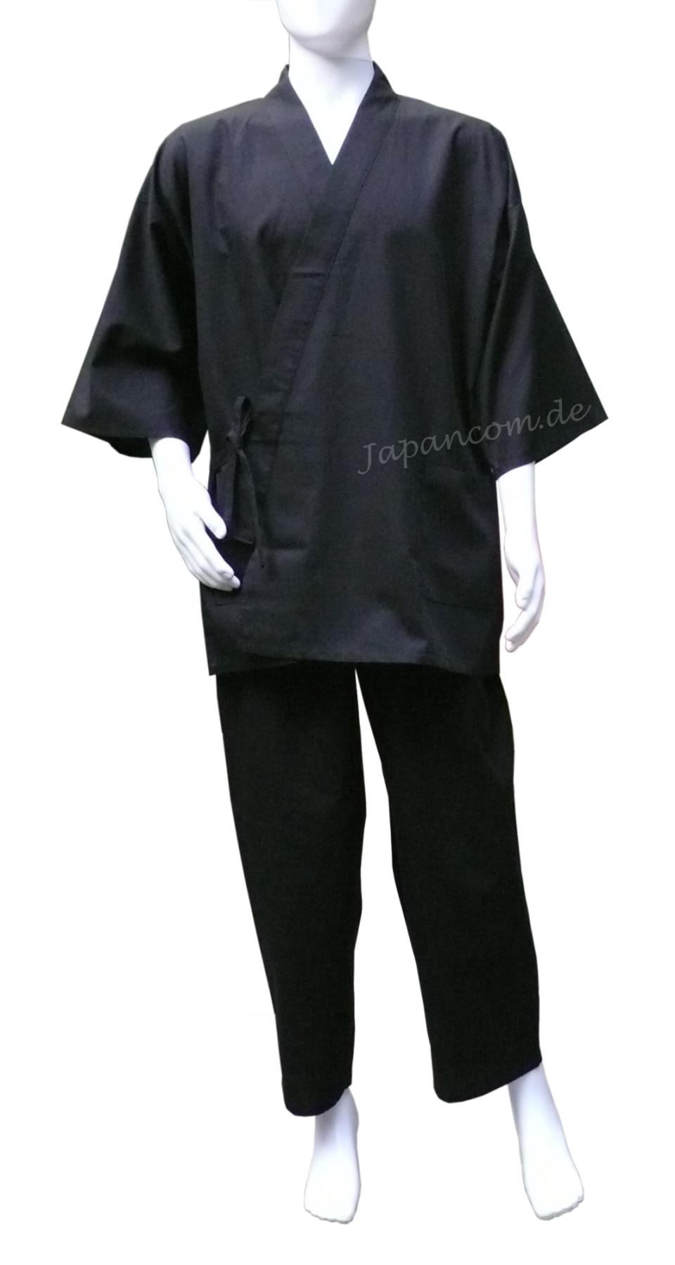 Original japanischer Samue Tsumugi Shinpuru in Schwarz