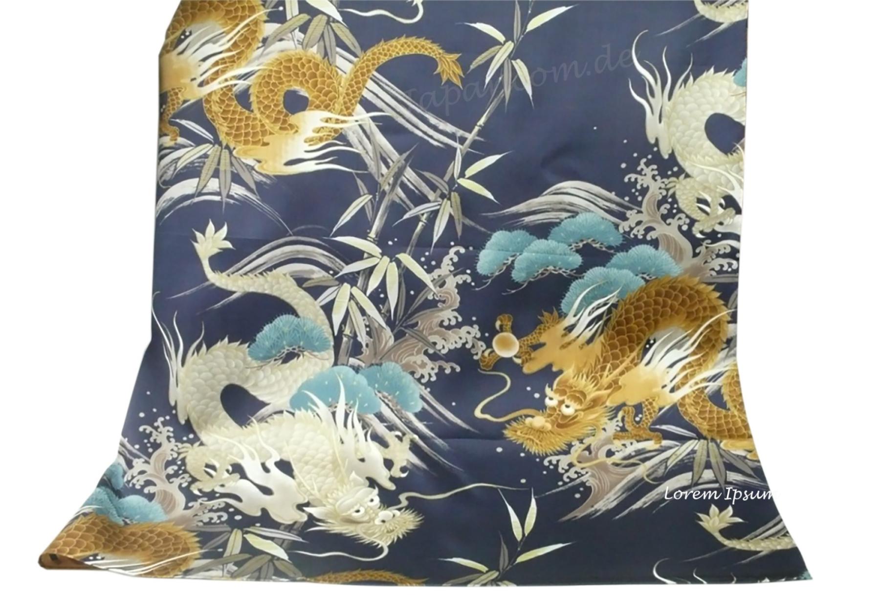 Seiden Tuch Drachen 78x78cm blau