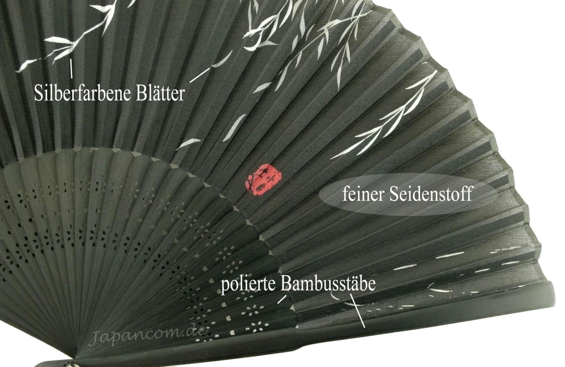 Fächer Silberweide, schwarz, Seide