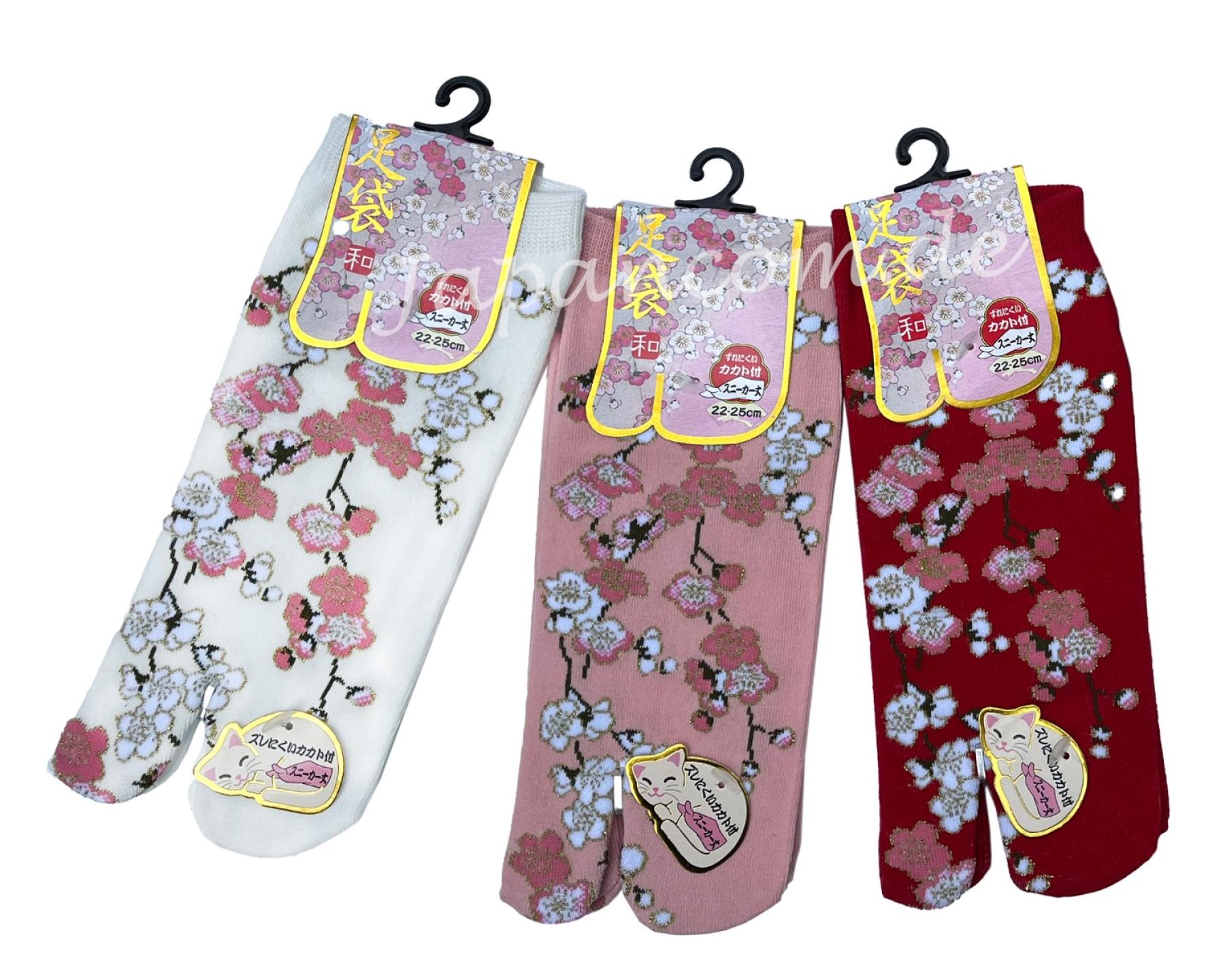 Baumwoll Tabisocken mit Sakura Blüten aus Japan