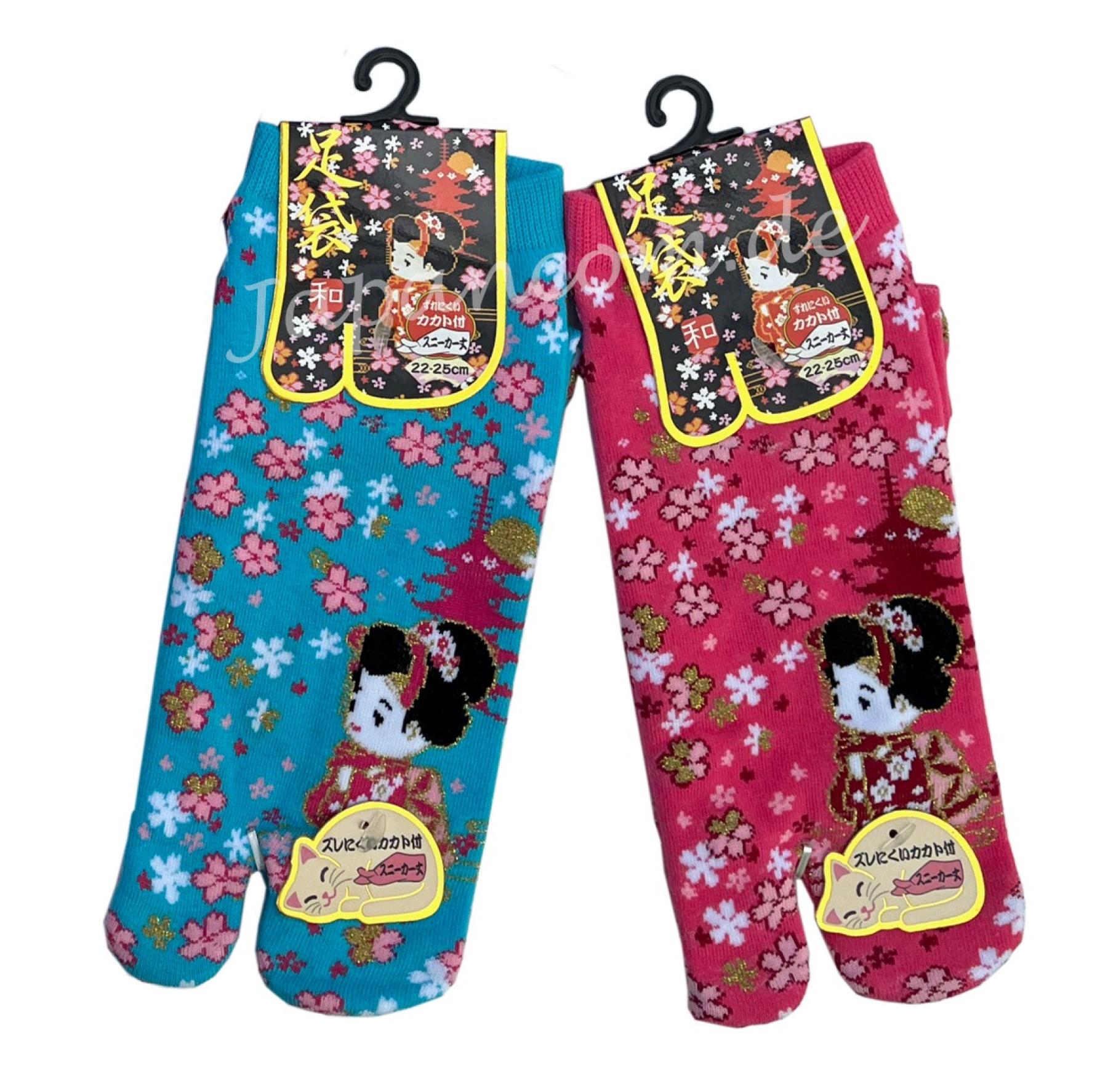 Tabi Socken mit Kinkaku-ji und Sakura Kirschblüten Motiv