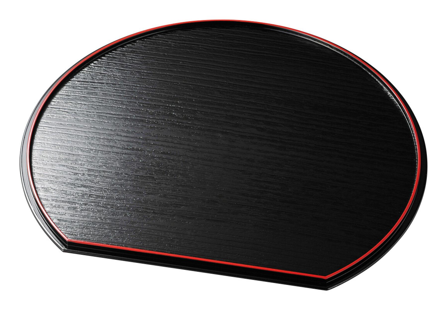 Lack Tablett Halbmond 2-seitig schwarz rot 36 x 32 cm
