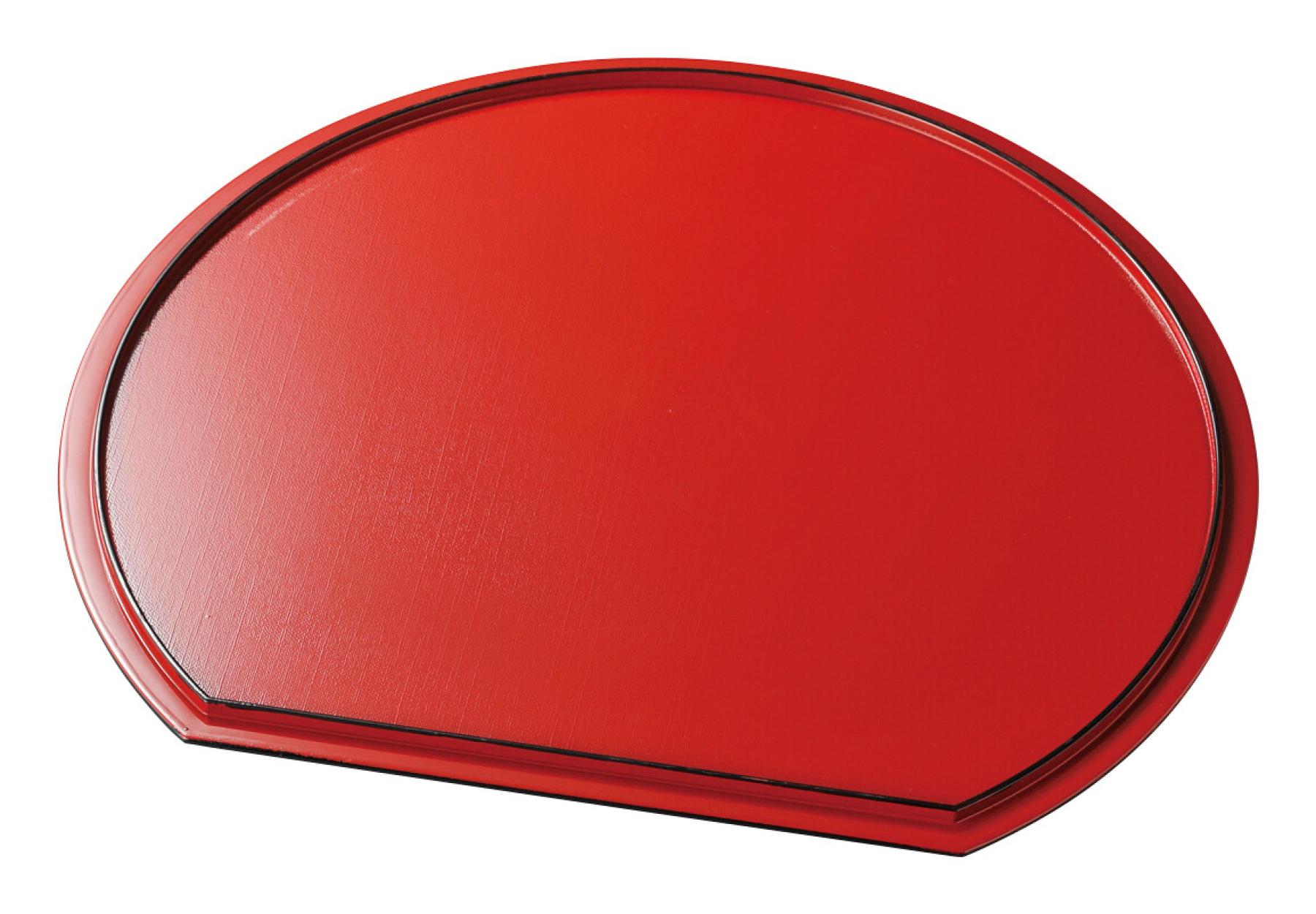 Lack Tablett Halbmond 2-seitig schwarz rot 36 x 32 cm
