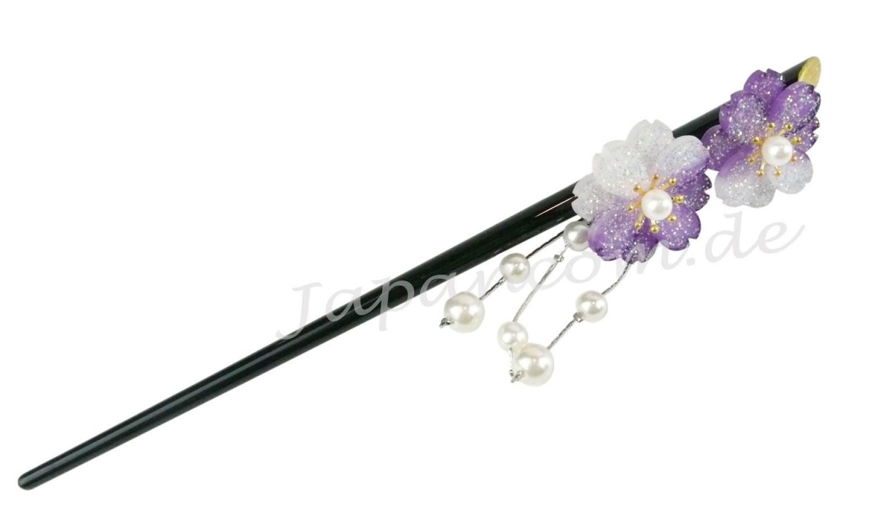 Haarnadel Kanzashi Sakura violett