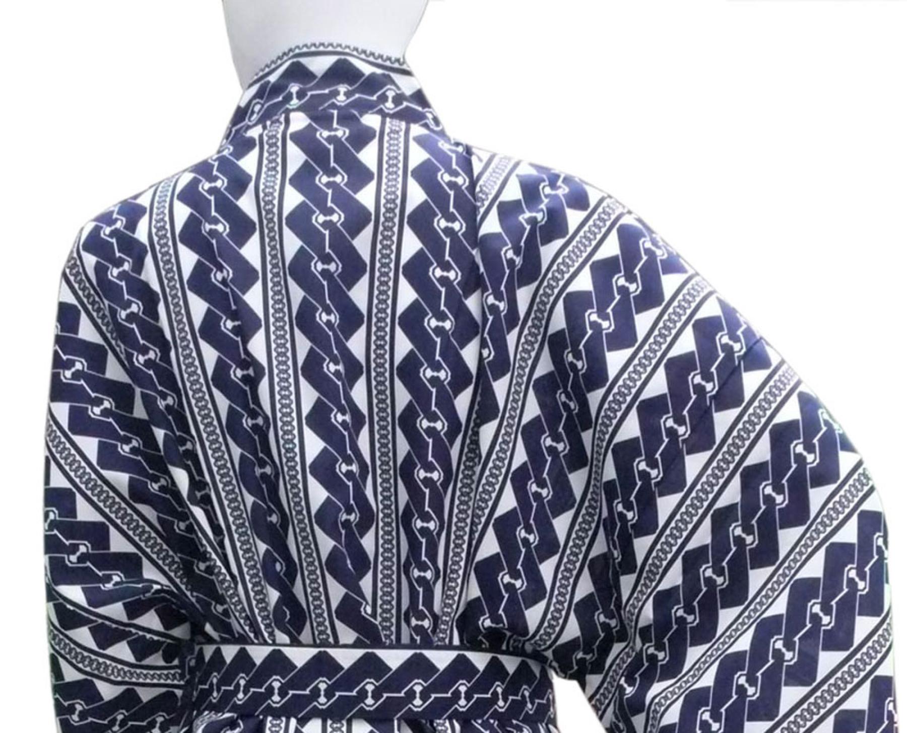 Blau-weißer Yukata Kette XL mit Kettengliedermuster