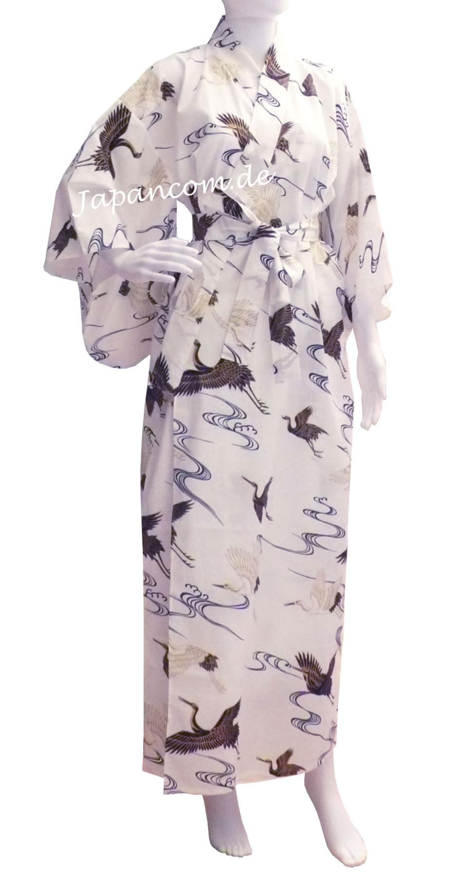 Damen Yukata Golden Cranes weiß