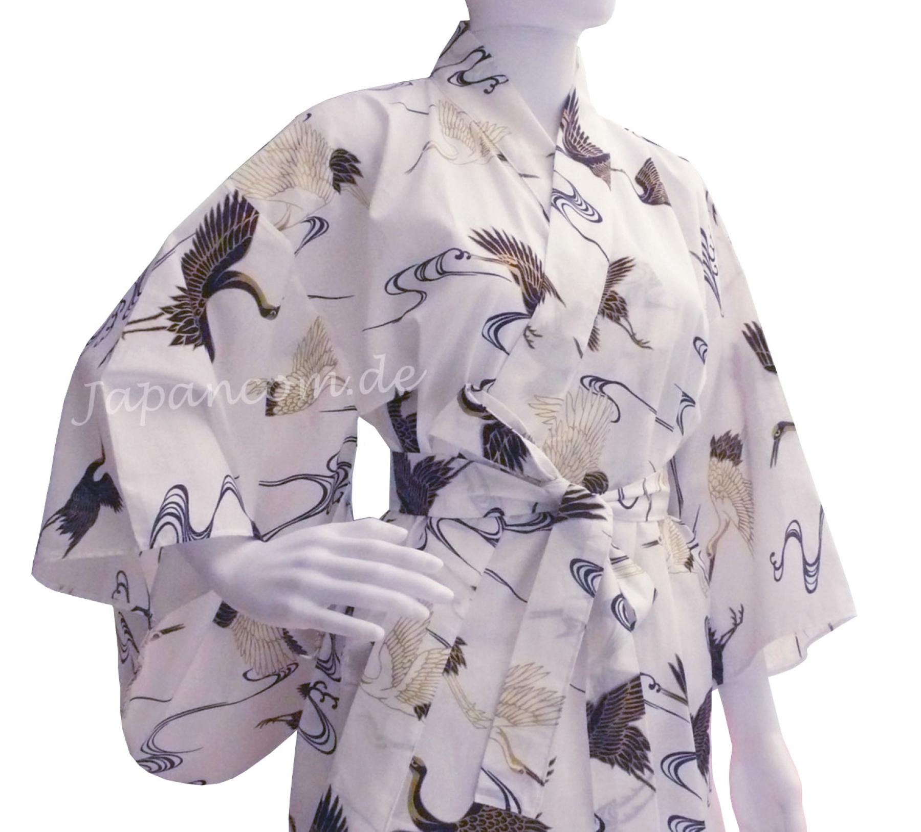 Damen Yukata Golden Cranes weiß