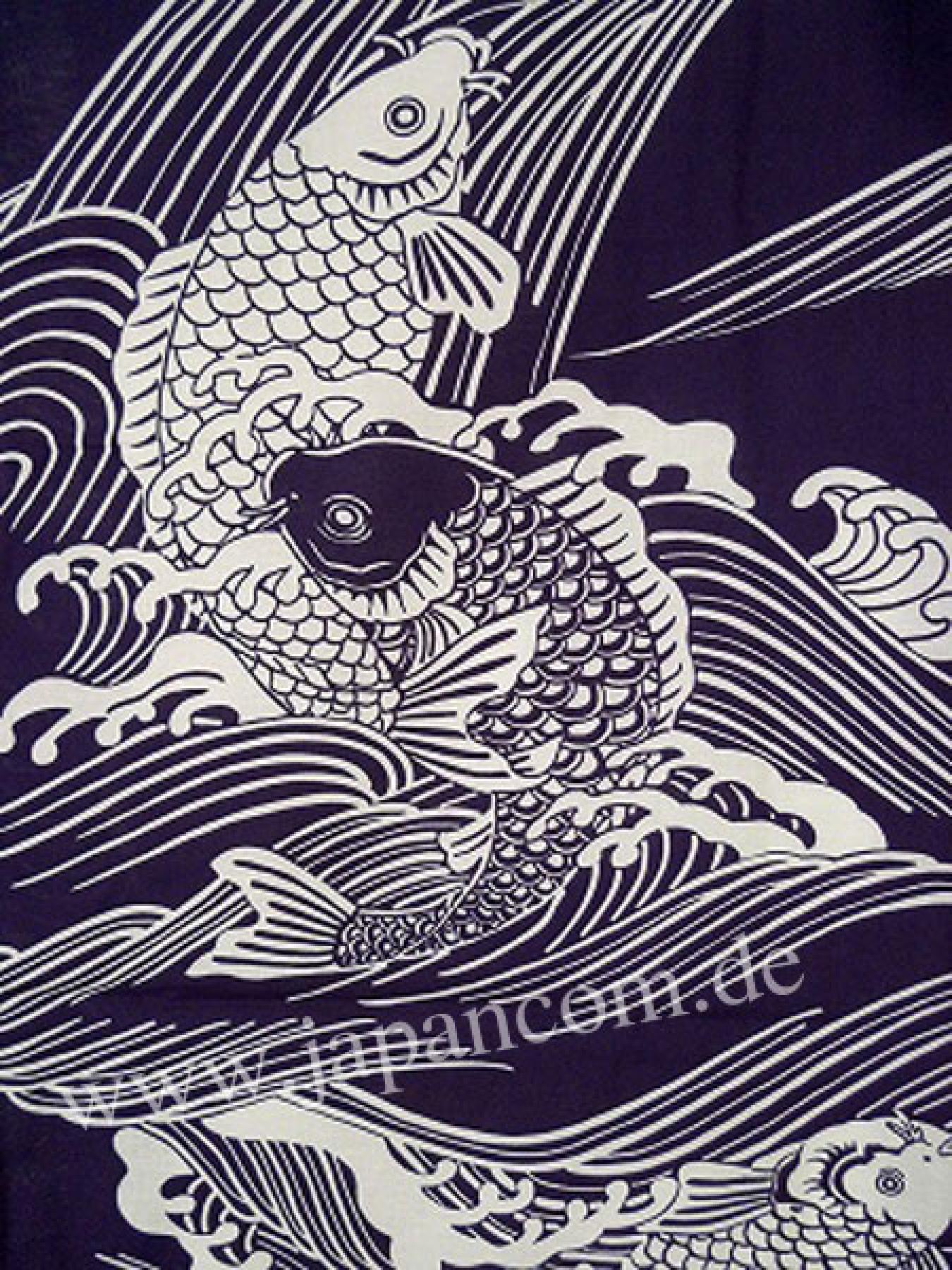 Yukata Koi Karpfen dunkelblau