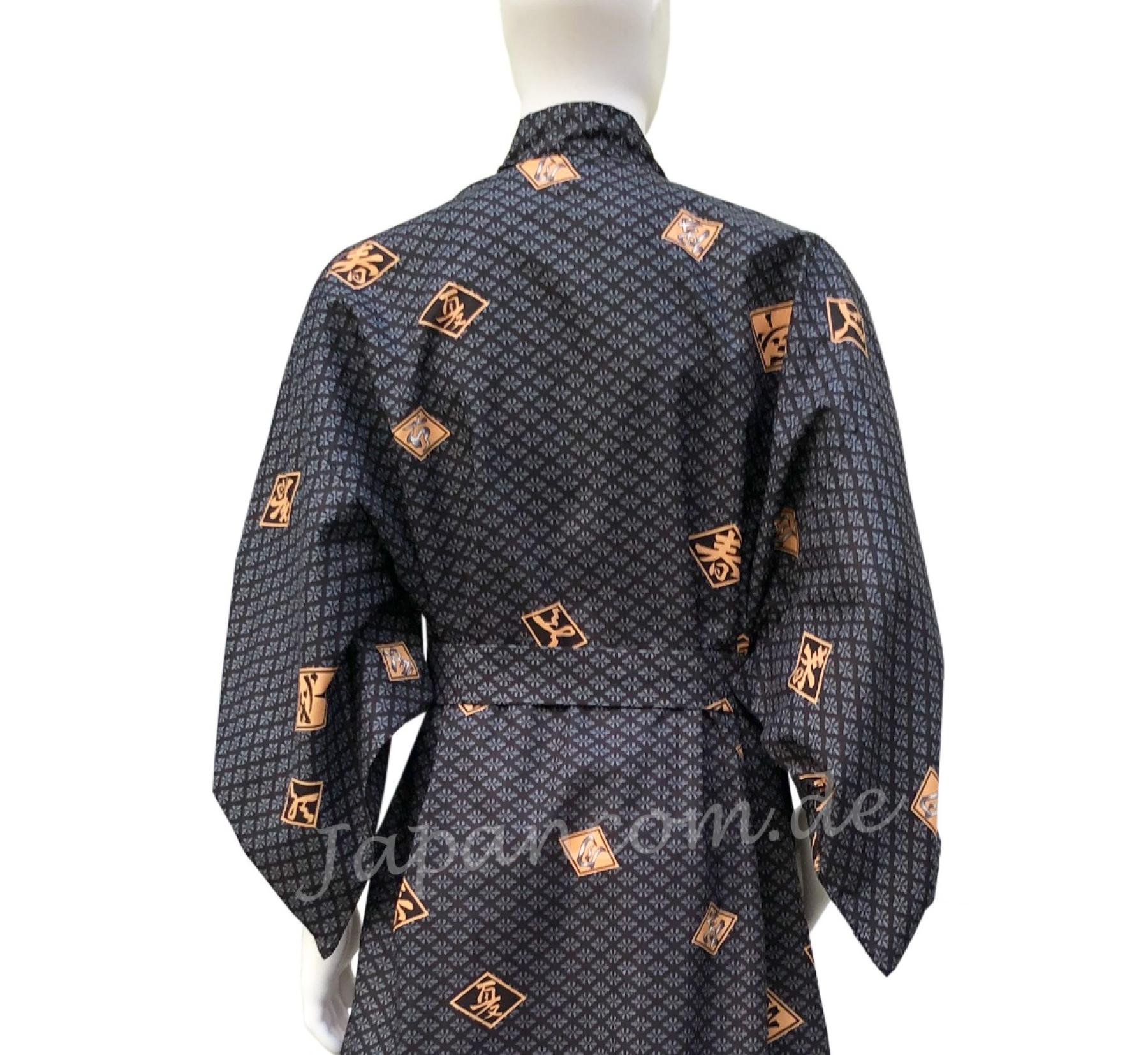 Herren Yukata Kimono Four Seasons schwarz lang