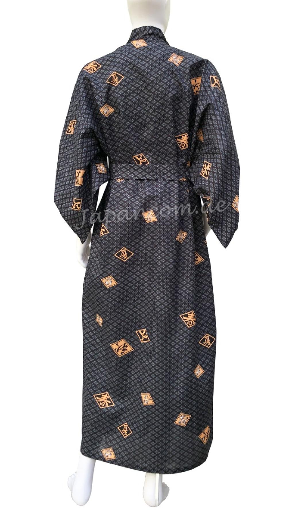 Herren Yukata Kimono Four Seasons schwarz lang