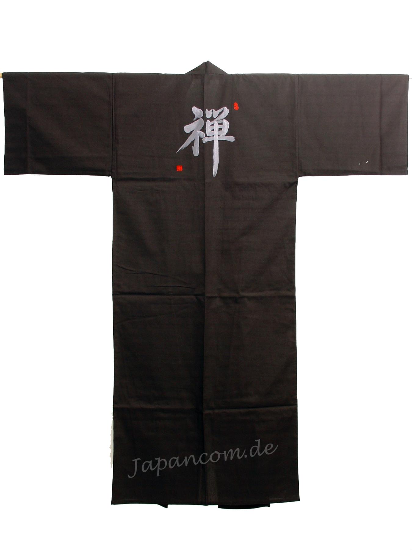 Kimono Bademantel Zen 140 cm gefüttert schwarz