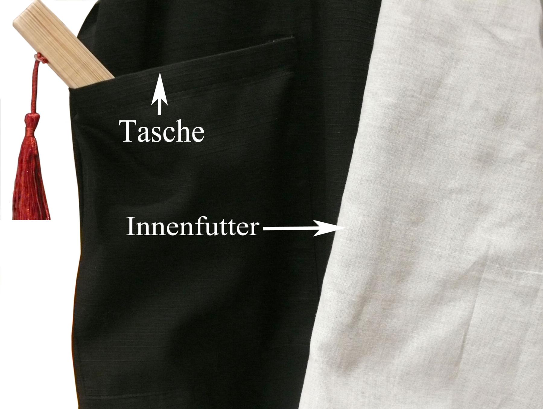 Kimono Bademantel Zen 140 cm gefüttert schwarz