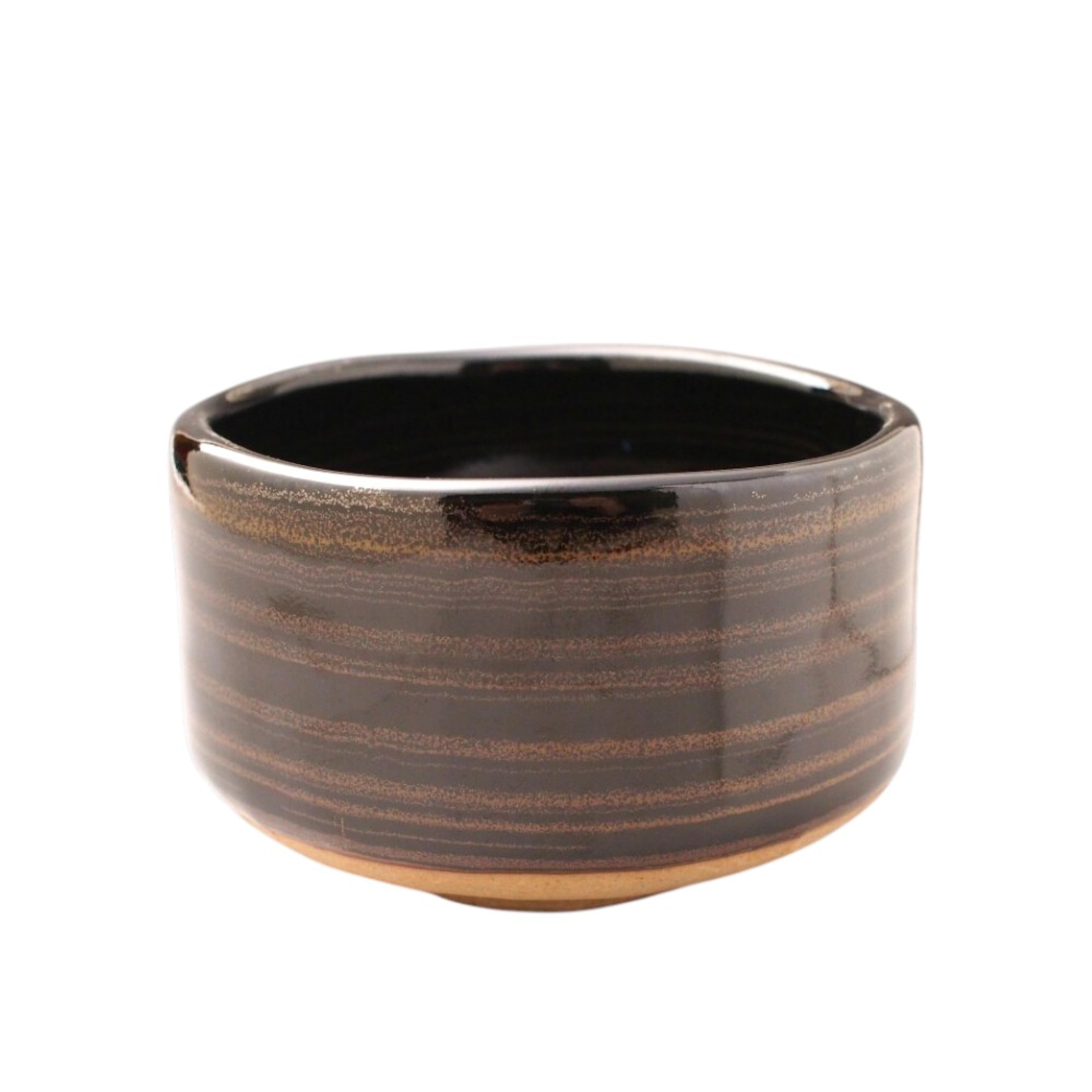 Matchaschale Swirl schwarz-braun