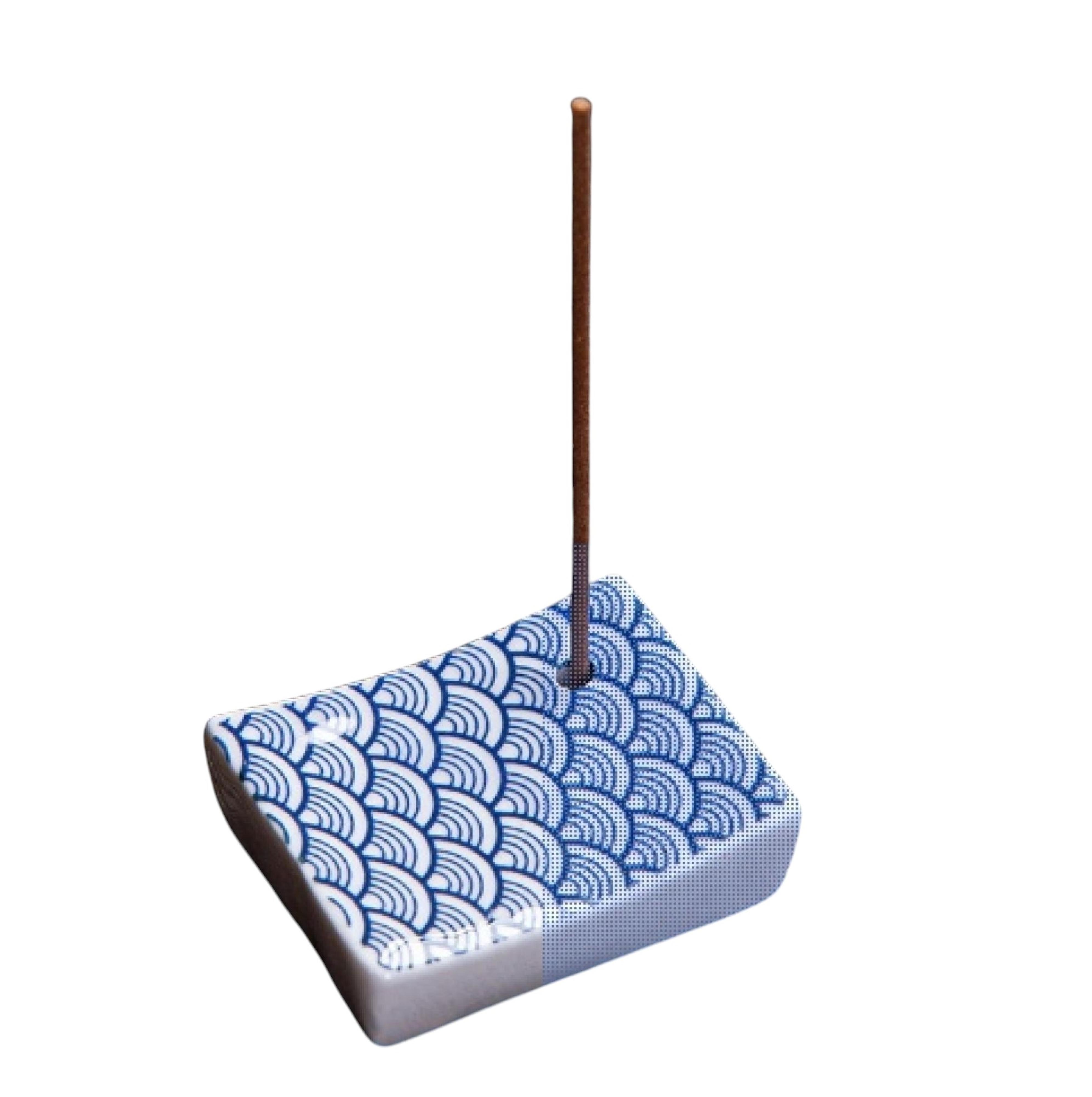 Räucherstäbchen Halter Wellen blau Prozellan