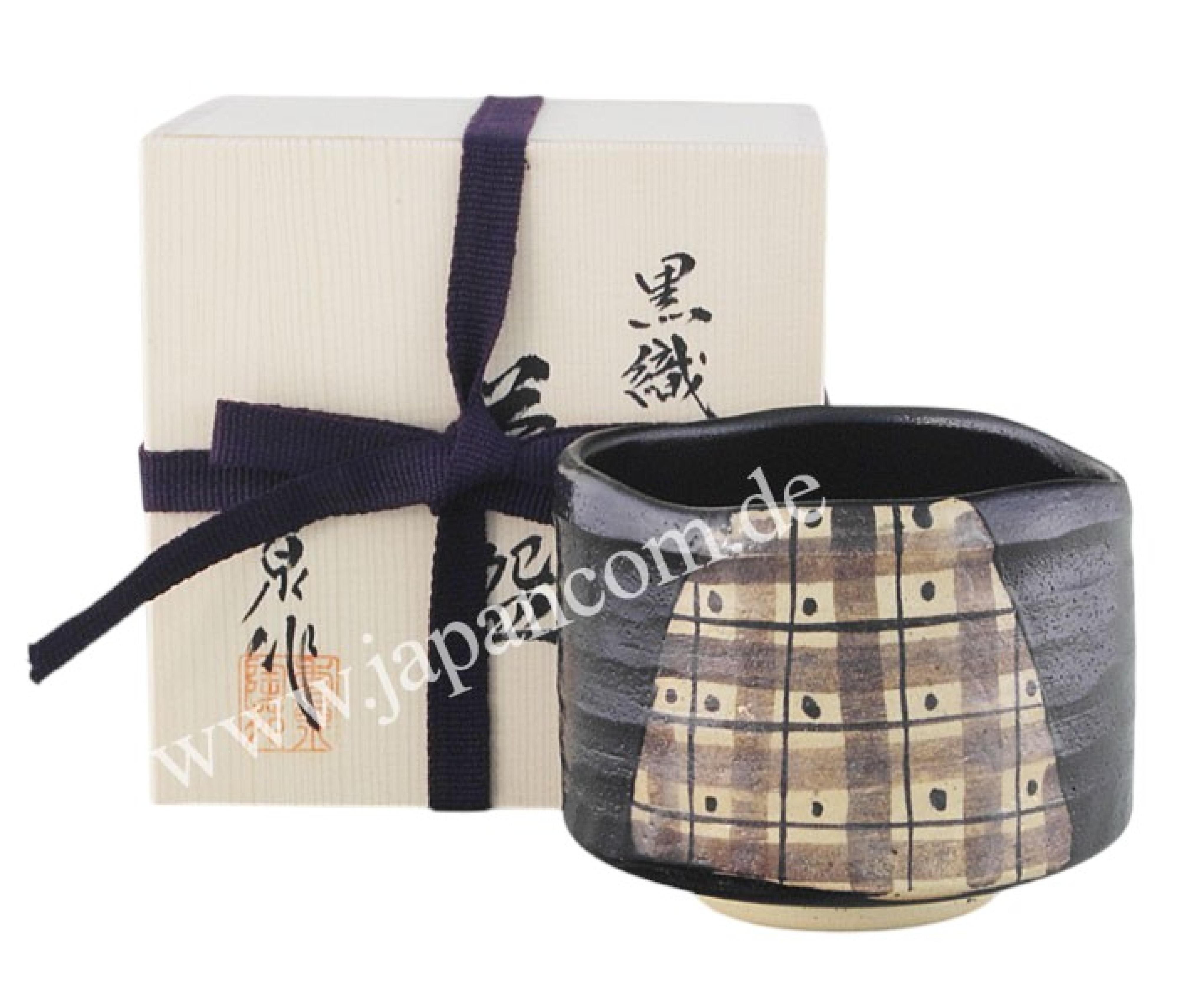 Original Oribe-Matchaschale von Sawada Shuichi im Holzkästchen