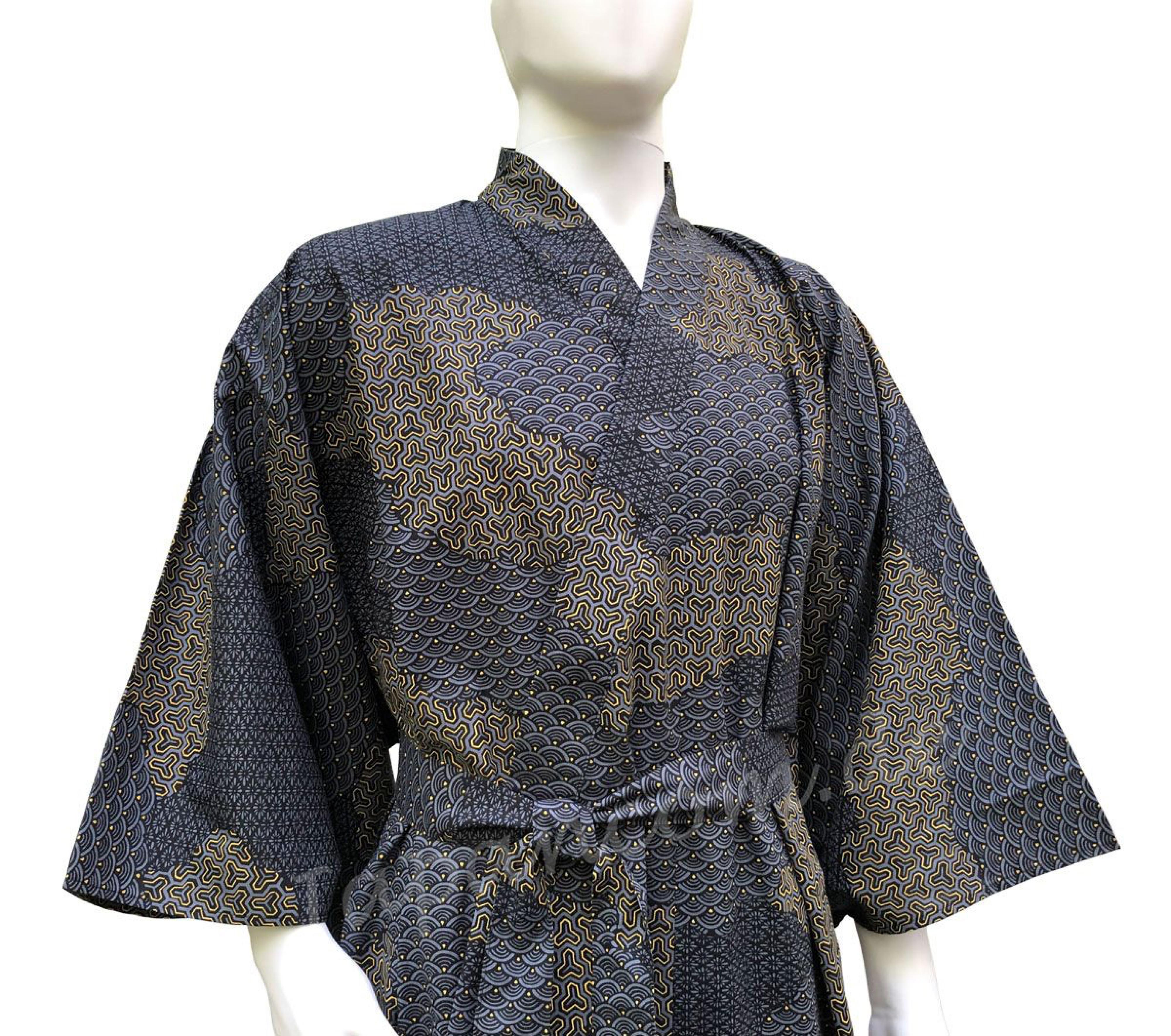 Herren Yukata Kimono Kumo schwarz